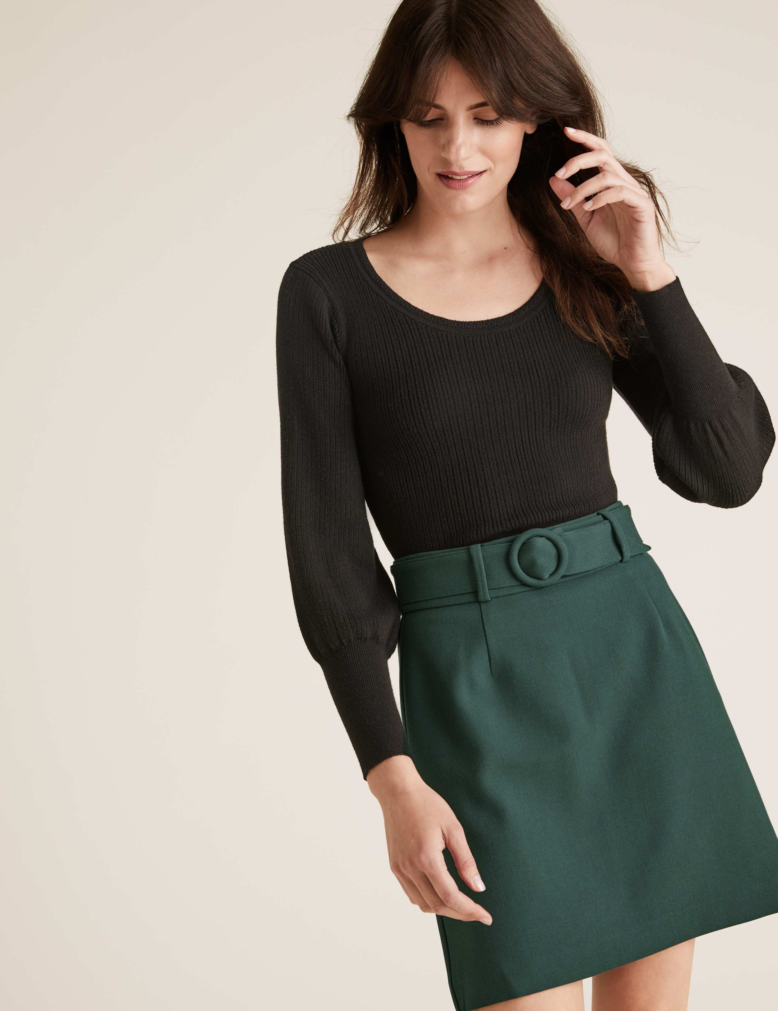 Belted Mini A-Line Skirt 5 of 5