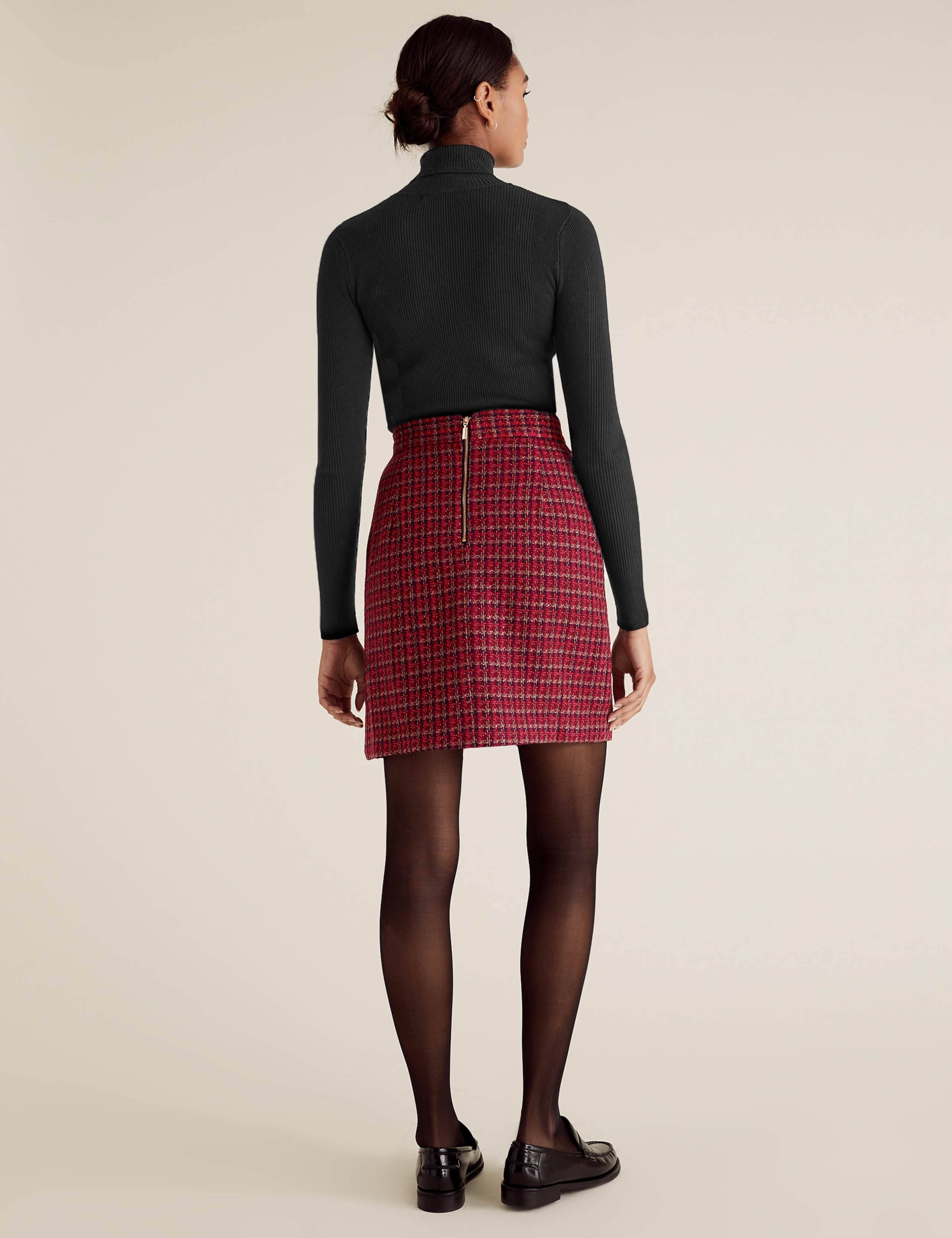 Tweed Mini A-Line Skirt with Wool 3 of 5