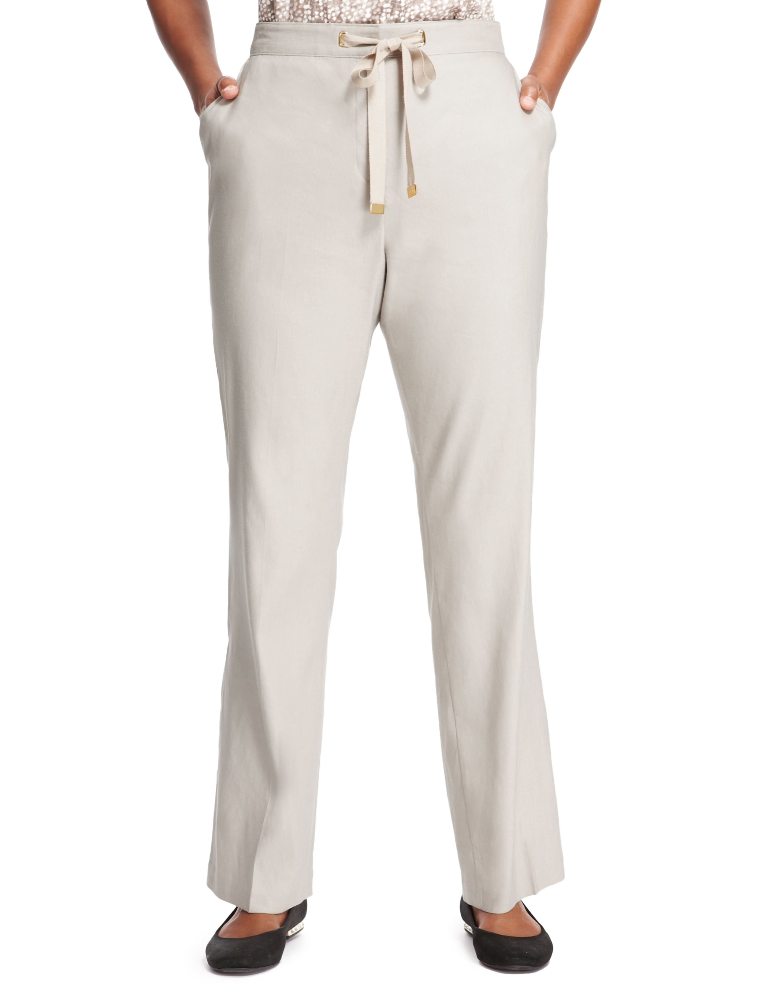Linen Blend Straight Leg Trousers 1 of 4