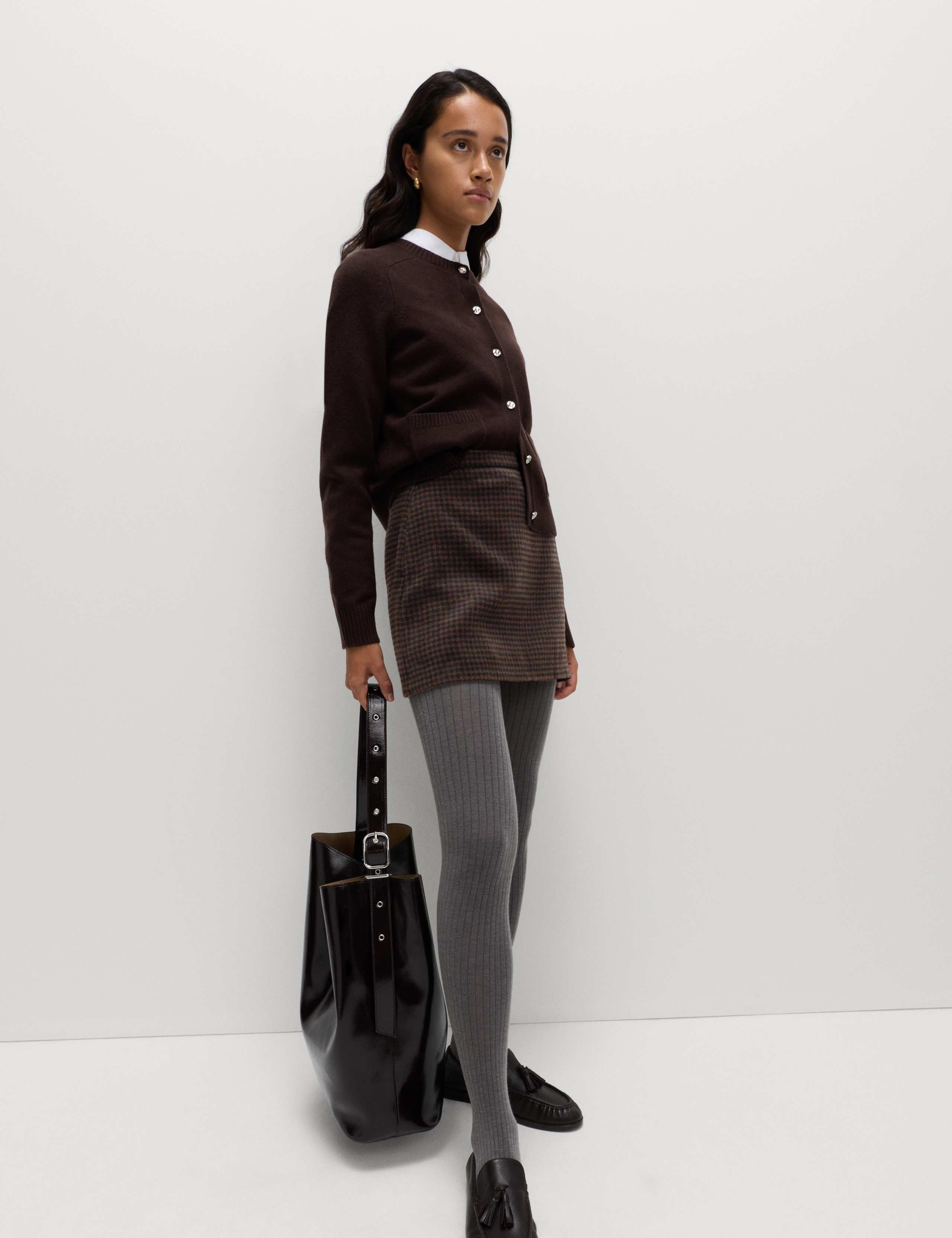 Micro Dogtooth Check Mini A-Line Skirt 3 of 6