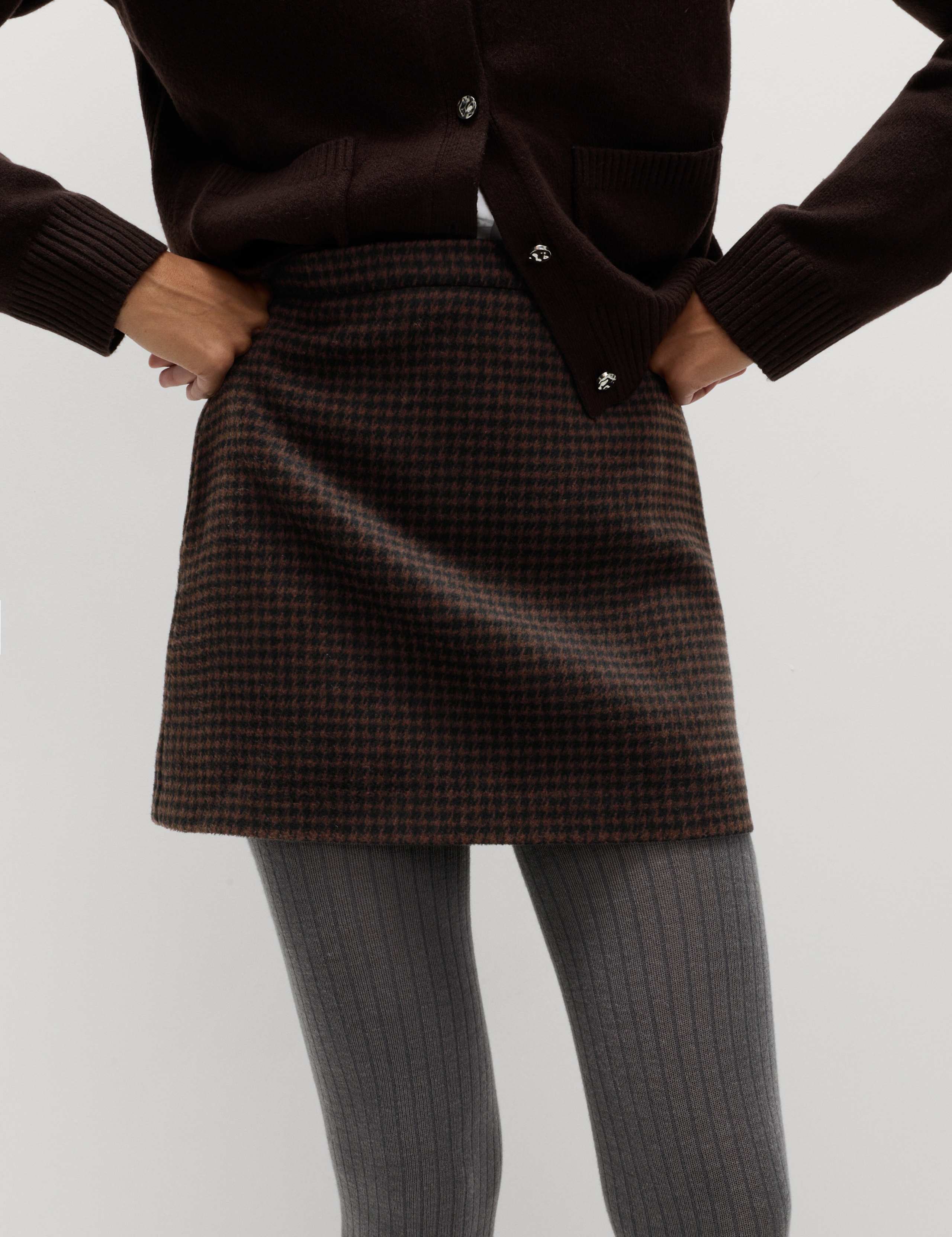 Micro Dogtooth Check Mini A-Line Skirt 6 of 6