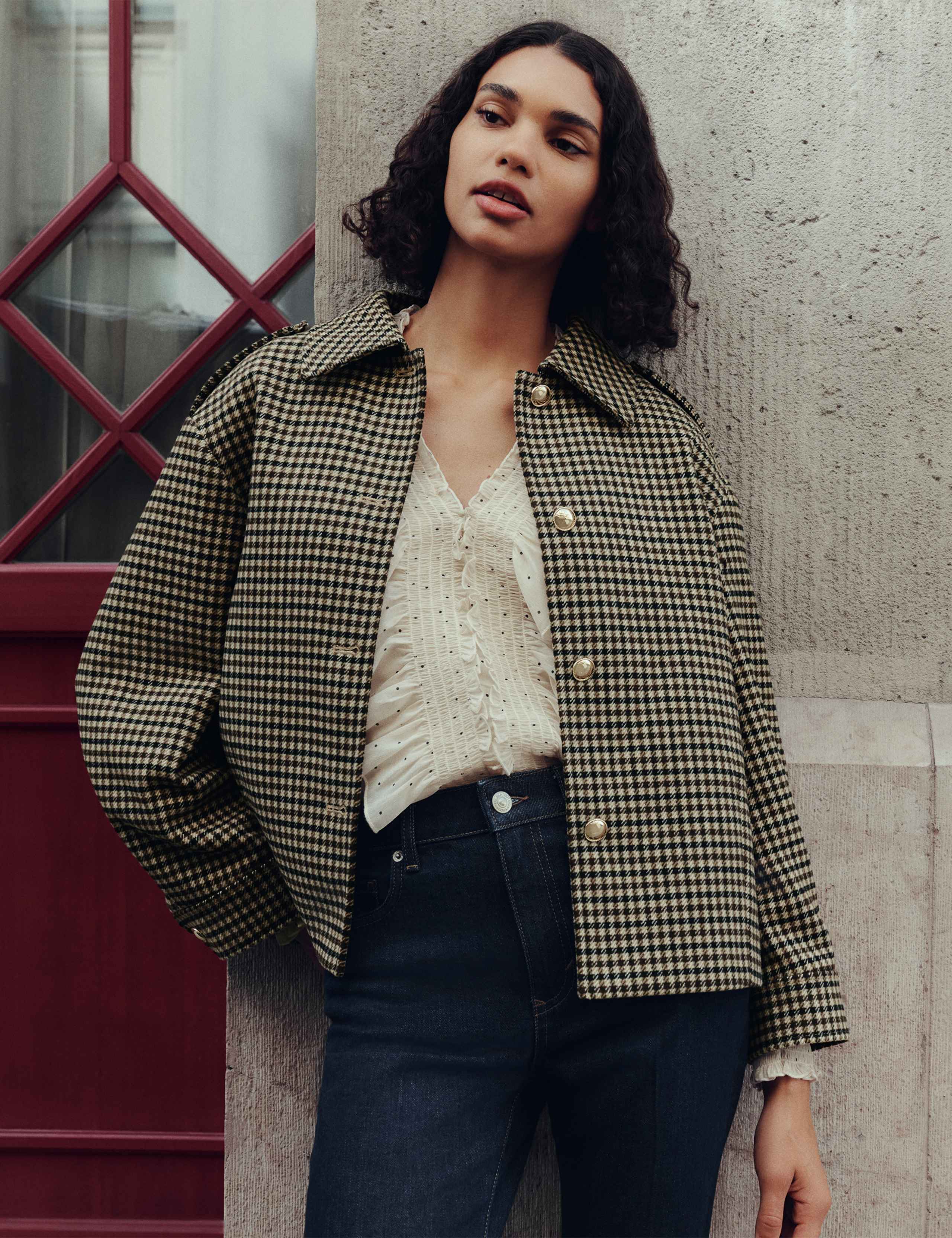 Checked Collared Short Jacket 1 of 7