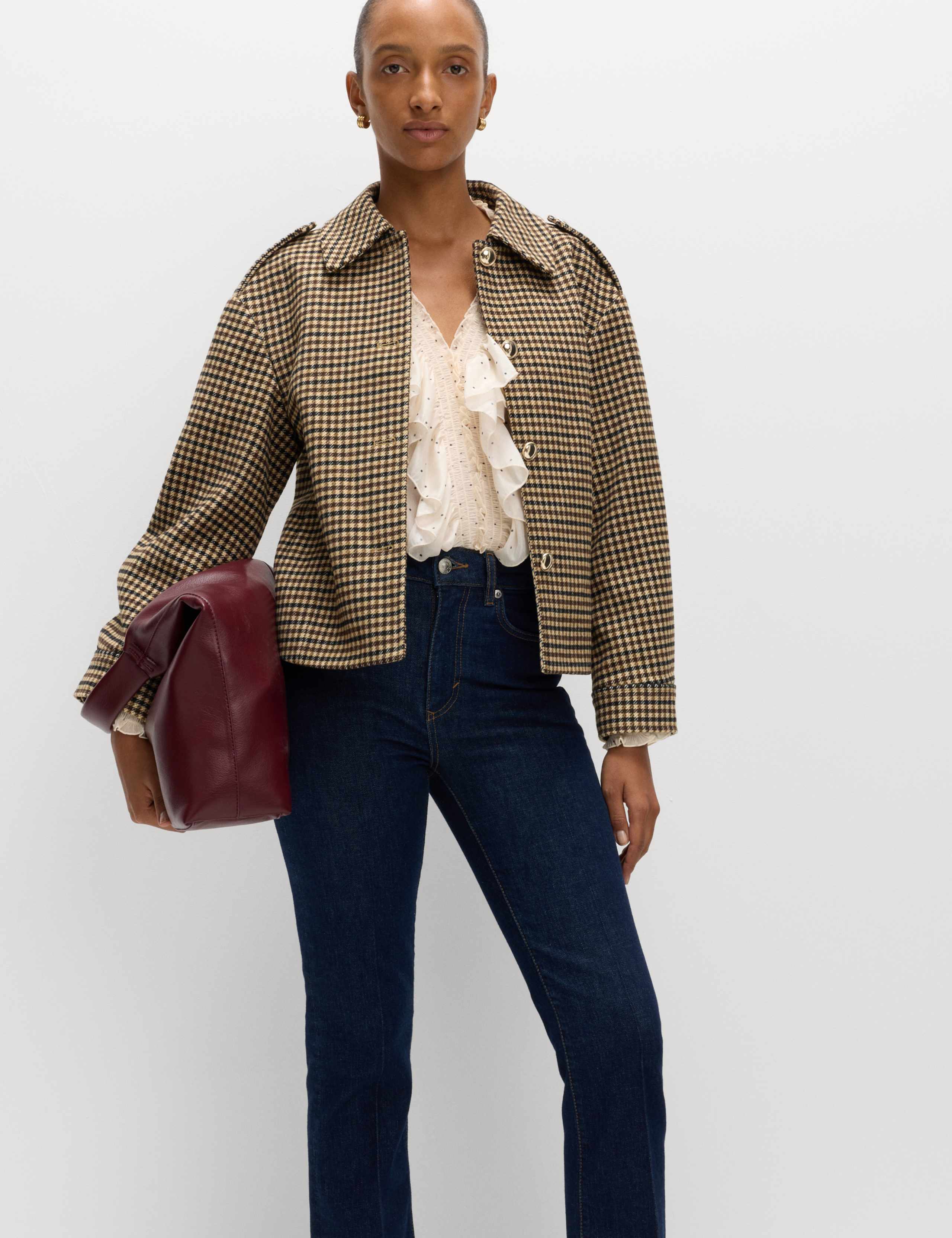 Checked Collared Short Jacket 4 of 7