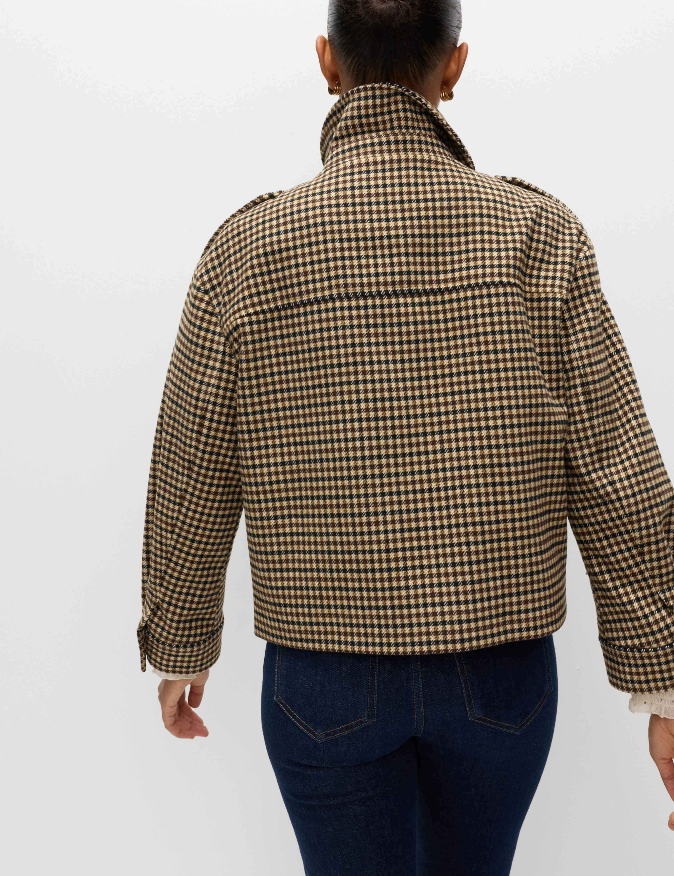 Checked Collared Short Jacket 7 of 7
