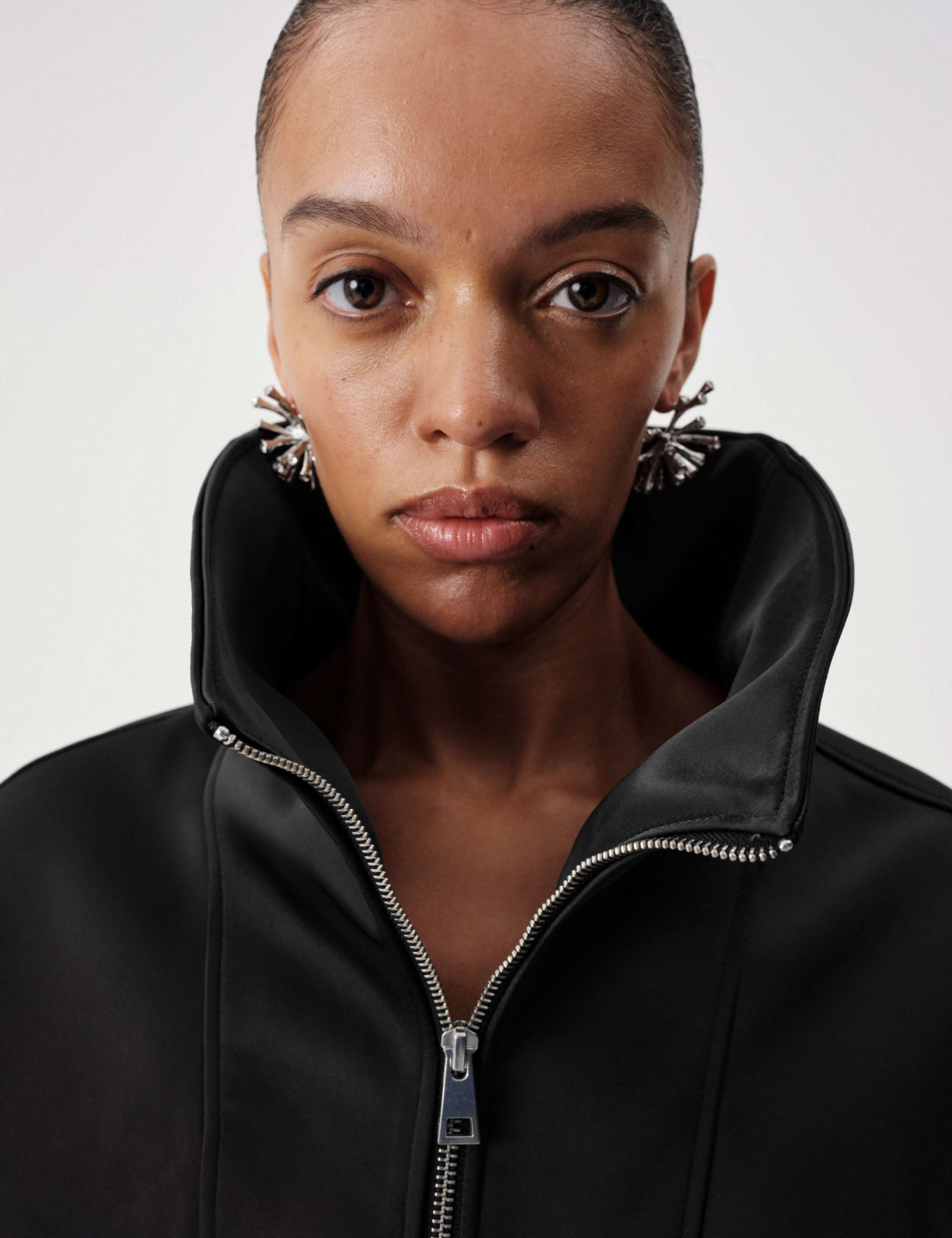 Satin Funnel Neck Cropped Bomber Jacket 5 of 7