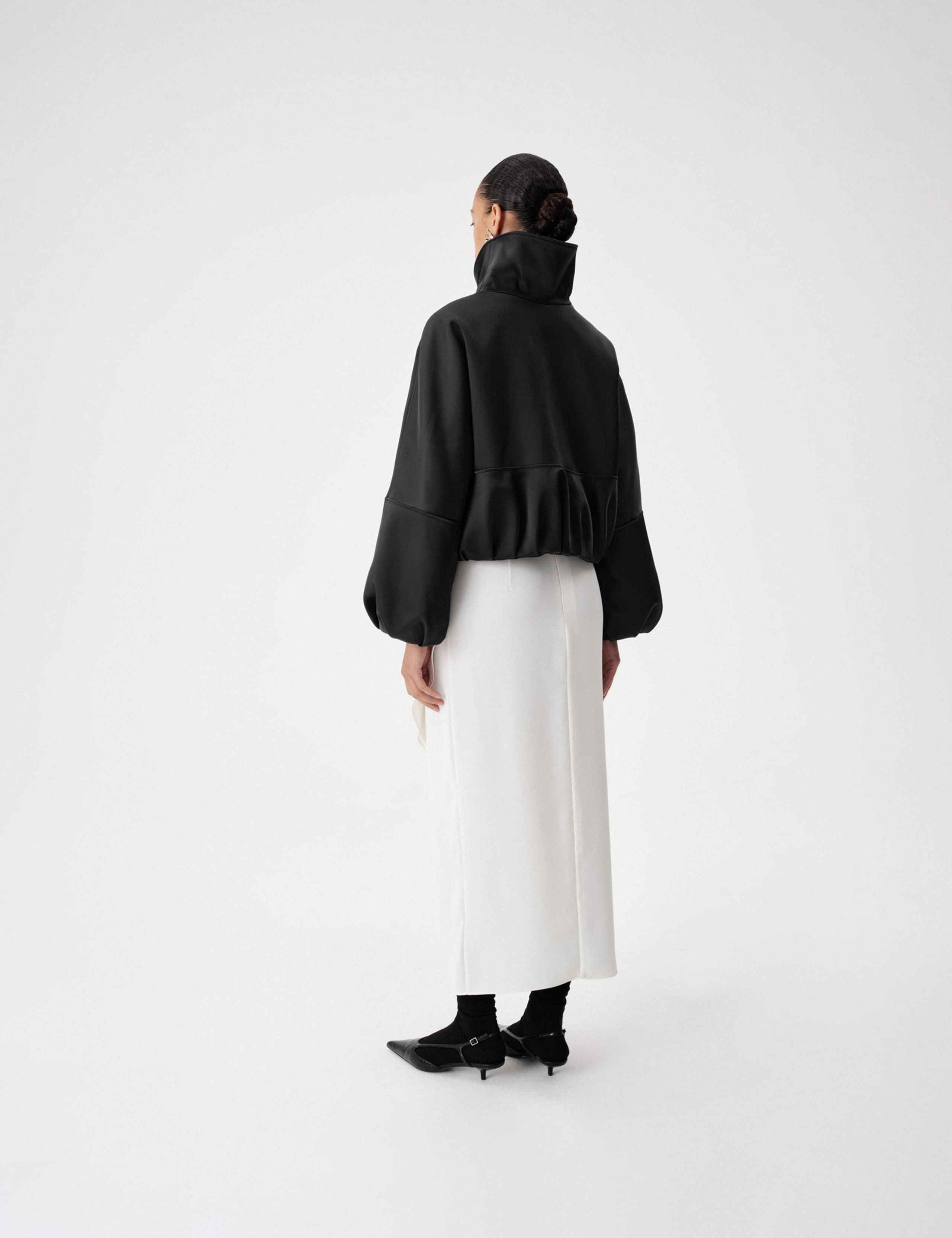 Satin Funnel Neck Cropped Bomber Jacket 7 of 7