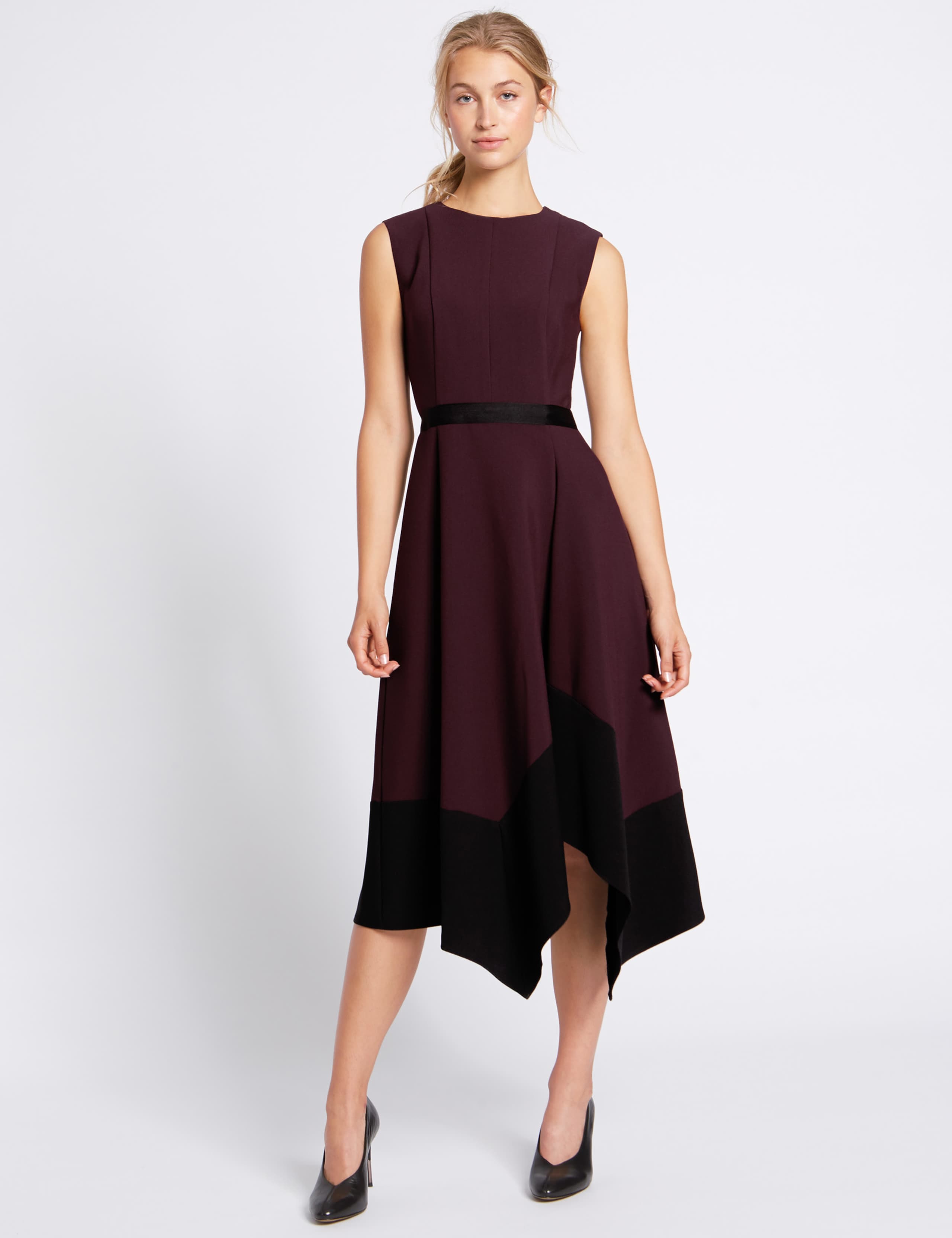 Colour Block Asymmetric Midi Dress 1 of 5