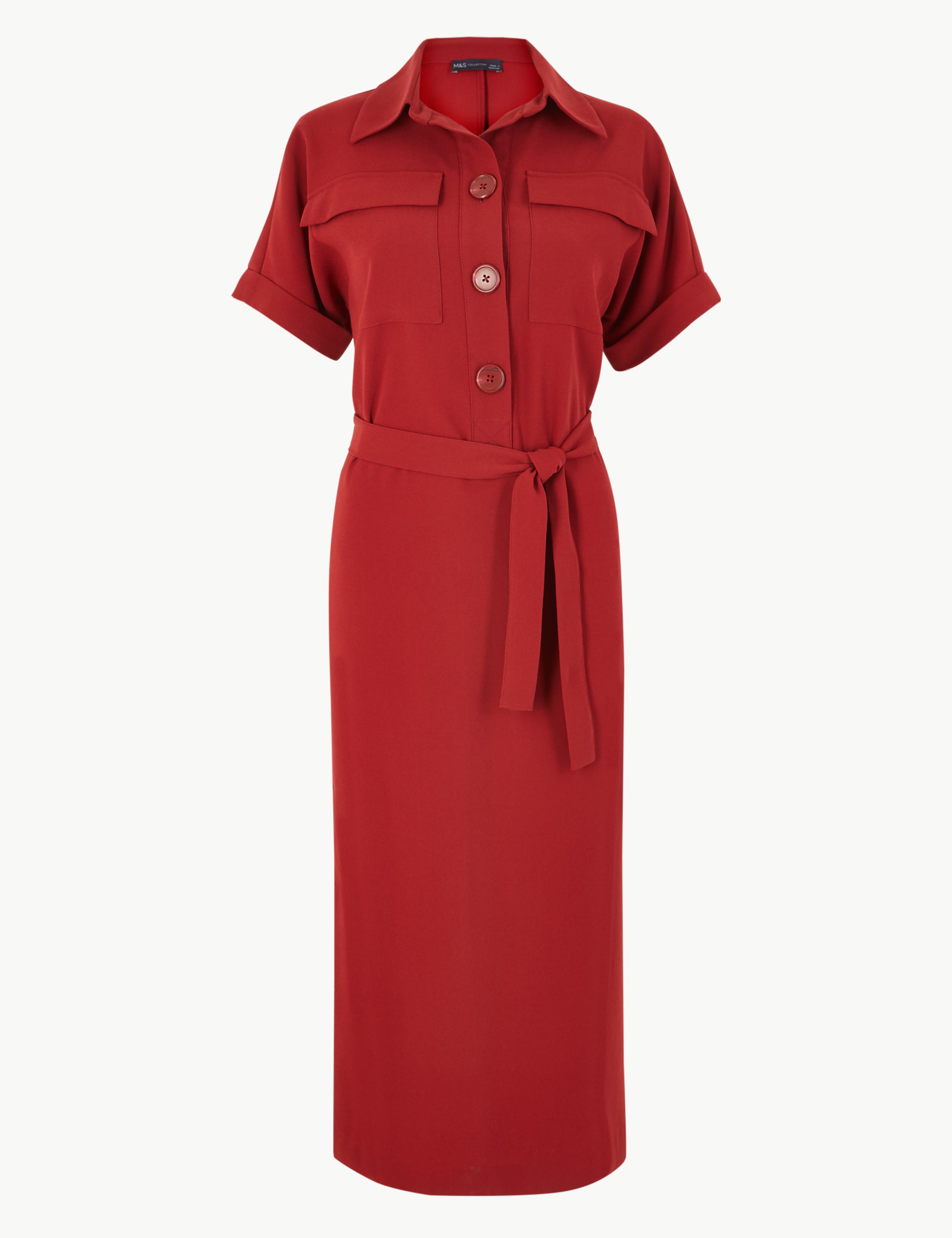 Crepe Tie Front Midi Shirt Dress 2 of 4