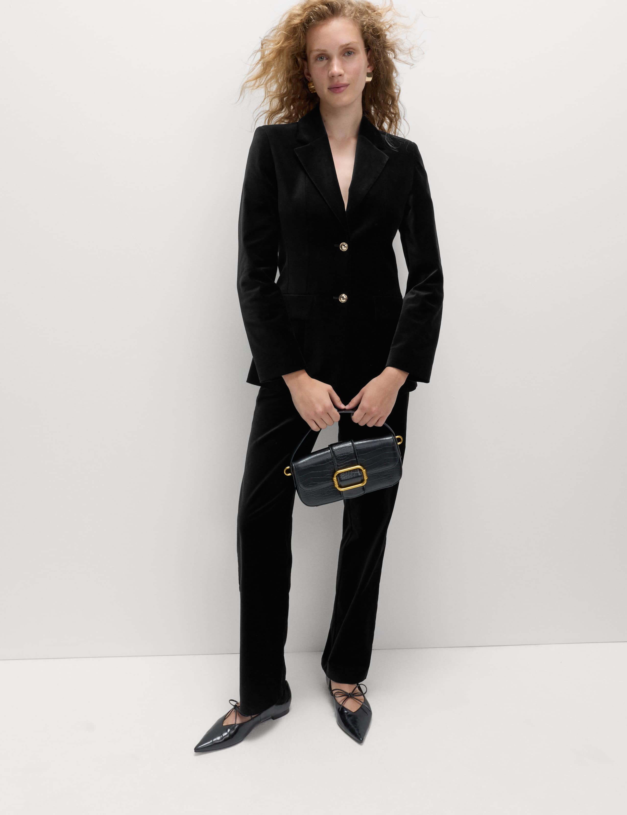 Cotton Rich Velvet Waisted Tailored Blazer 4 of 7