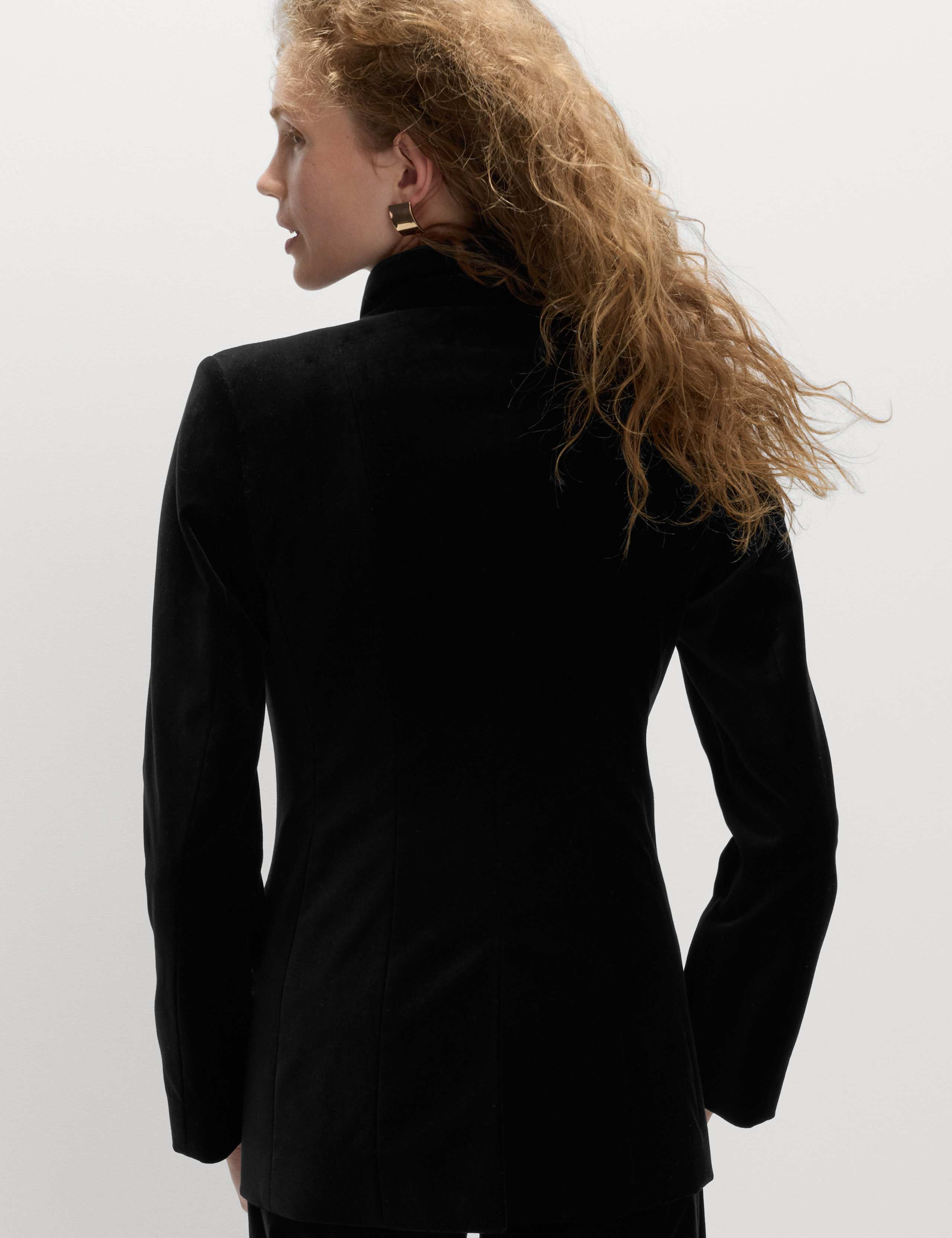 Cotton Rich Velvet Waisted Tailored Blazer 6 of 7