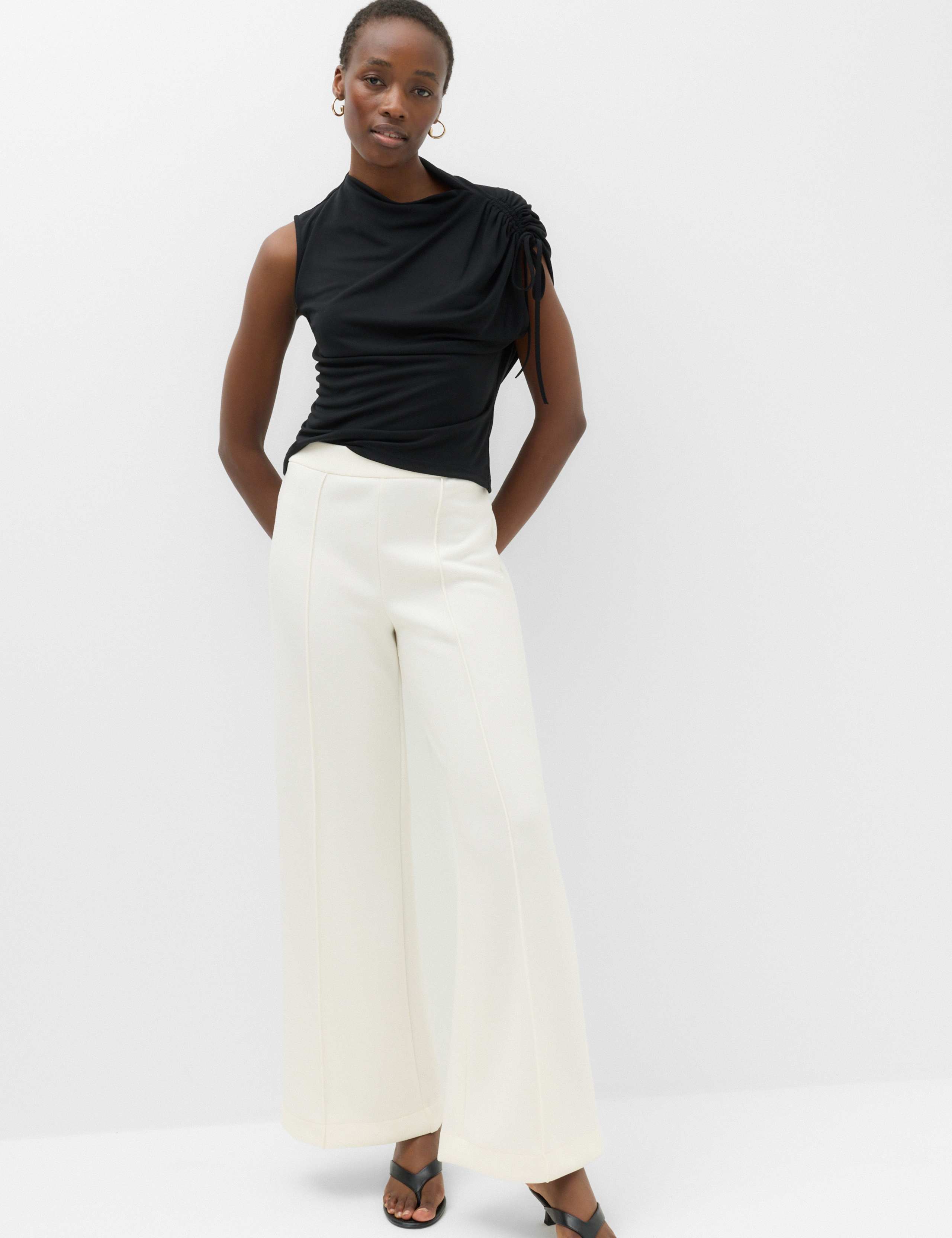 Premium Jersey Seam Detail Wide Leg Trousers 1 of 6