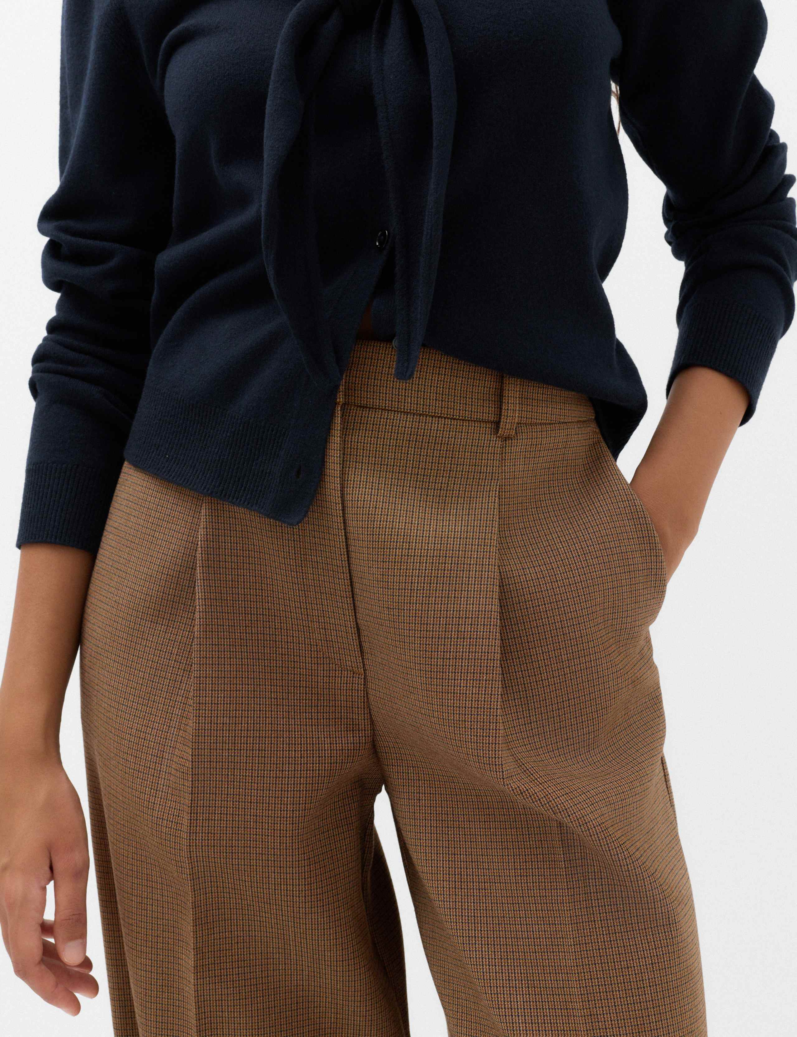 Pleated Micro Checked Wide Leg Trousers 3 of 7