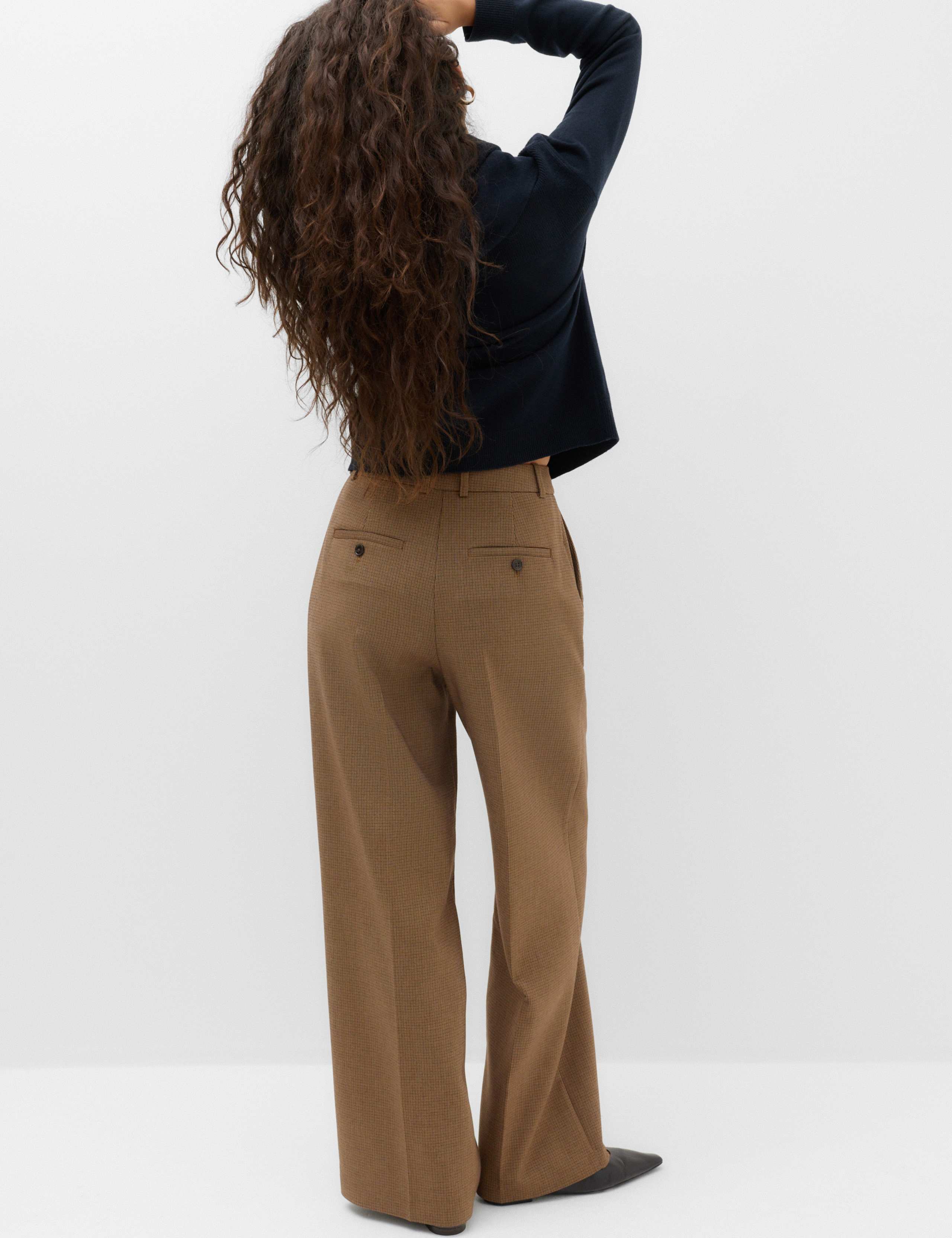 Pleated Micro Checked Wide Leg Trousers 4 of 7