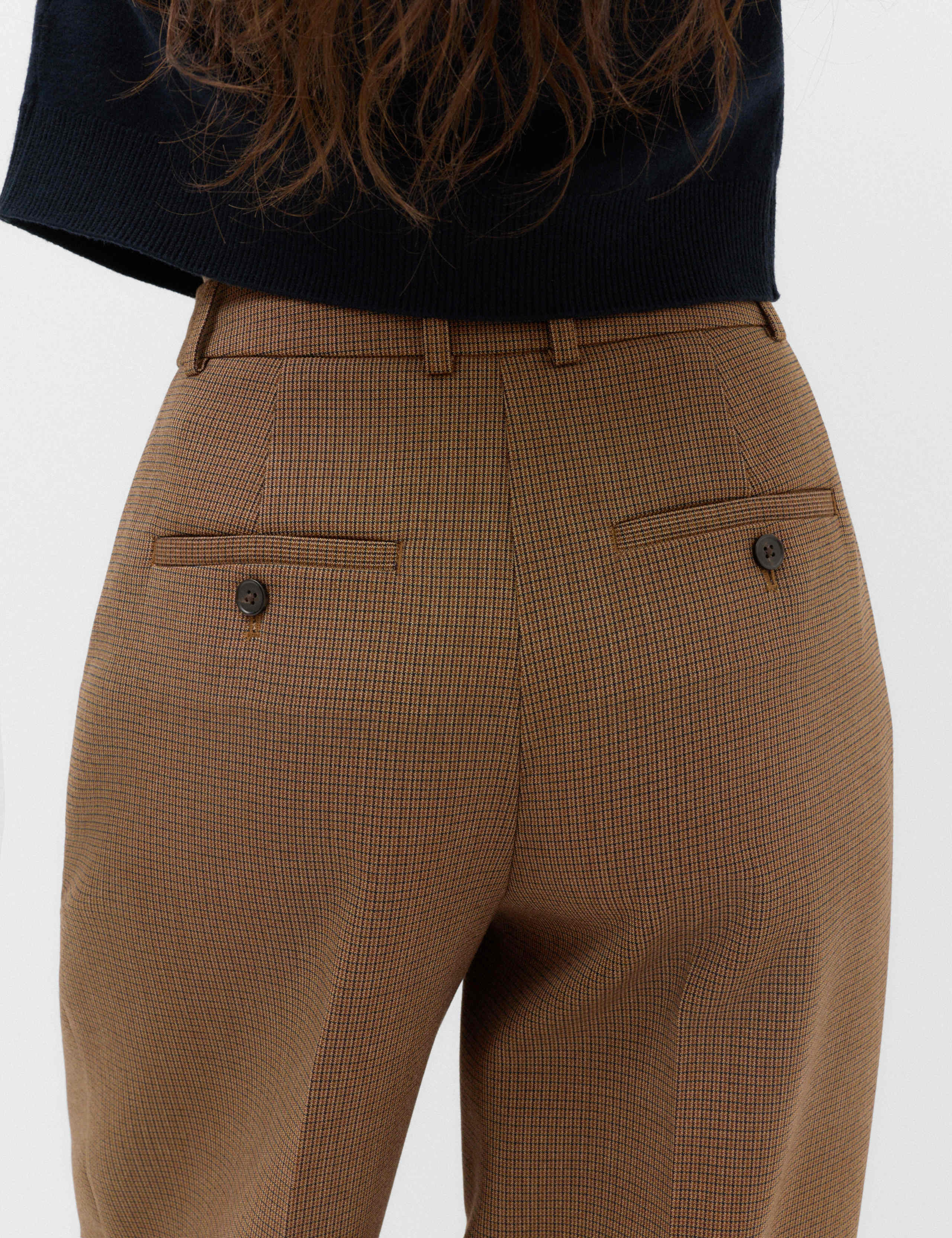 Pleated Micro Checked Wide Leg Trousers 6 of 7