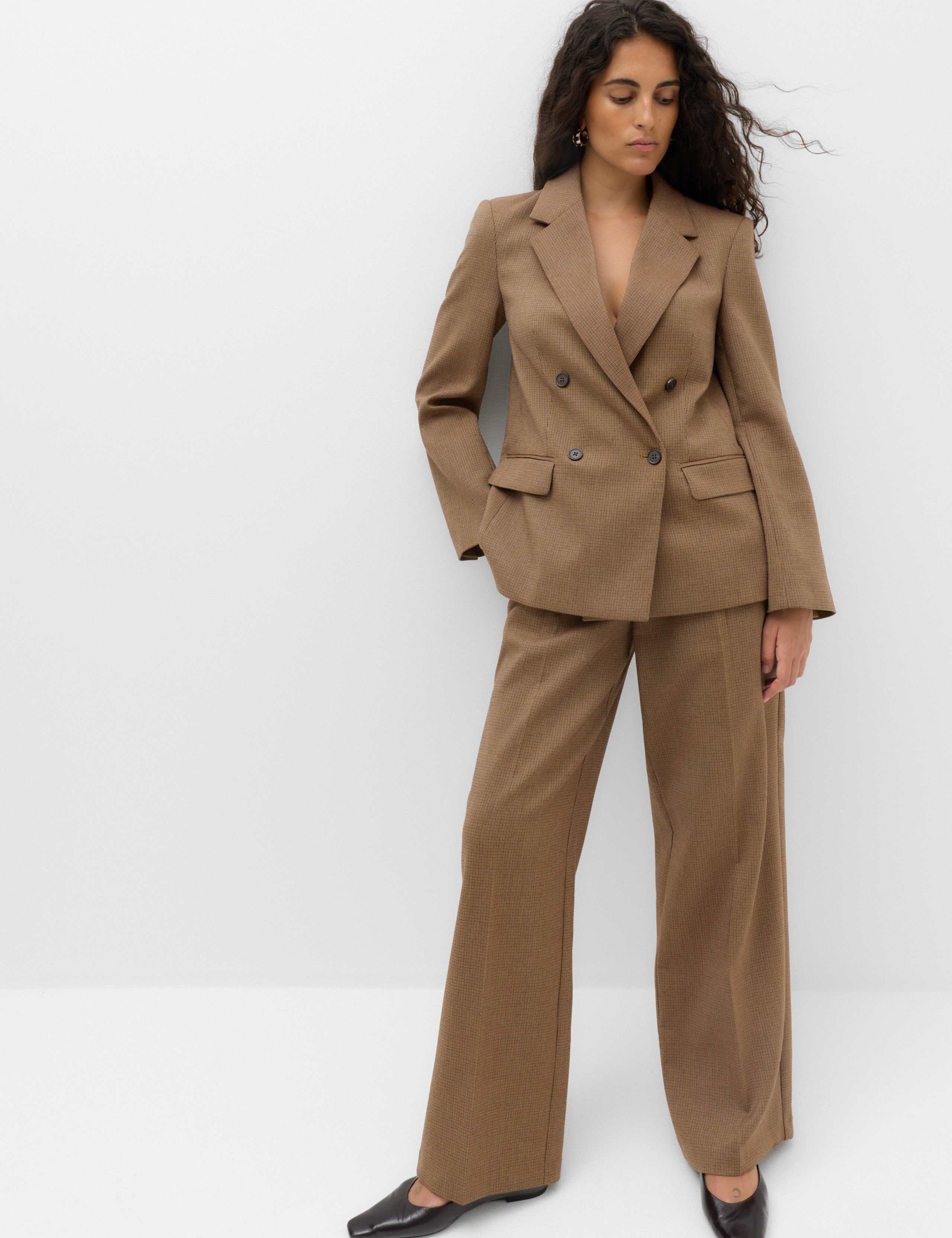 Pleated Micro Checked Wide Leg Trousers 7 of 7
