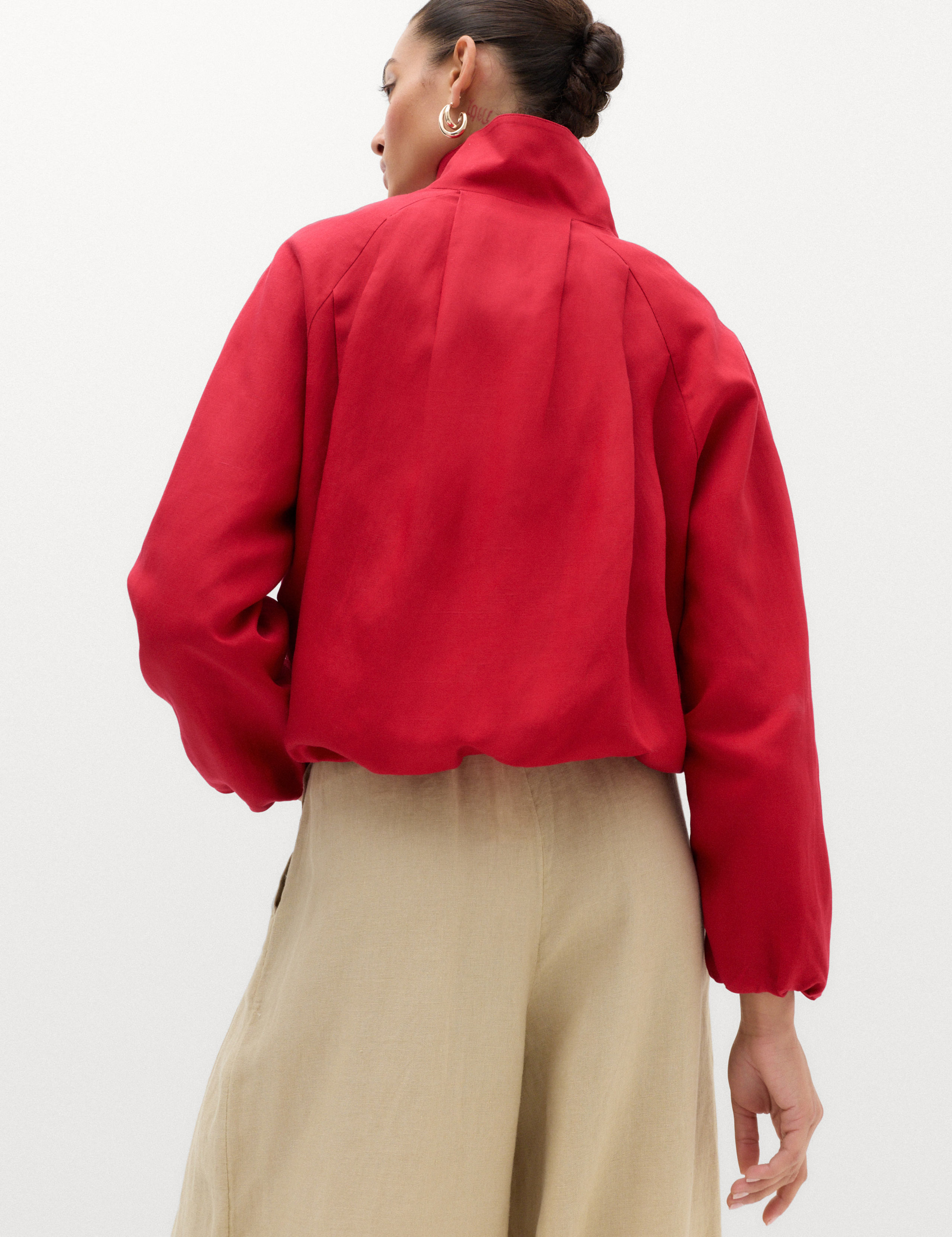 Lyocell Rich Pleated Funnel Neck Jacket 3 of 6