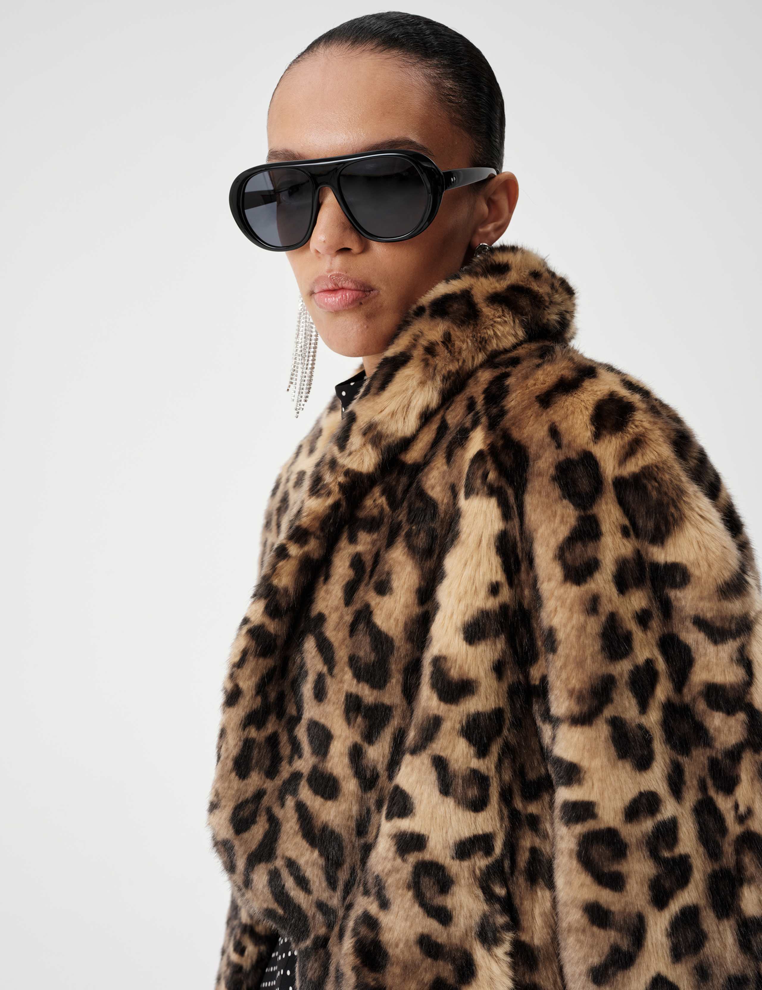 Faux Fur Leopard Print Cropped Jacket 5 of 7