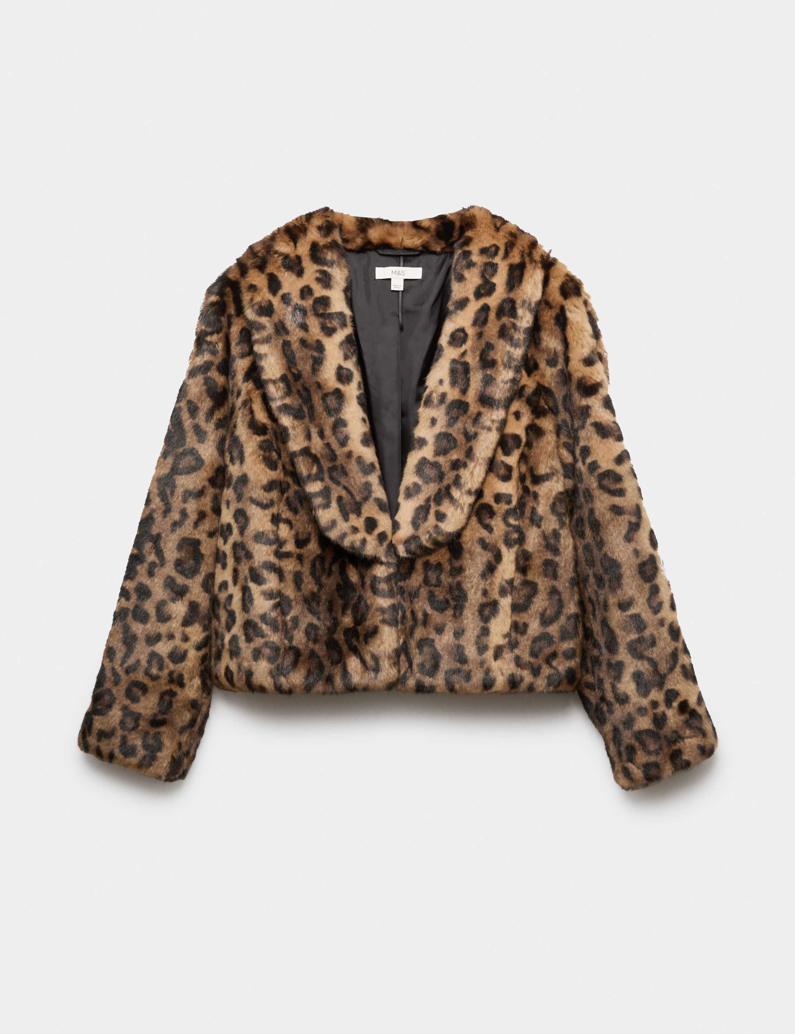 Faux Fur Leopard Print Cropped Jacket 2 of 7