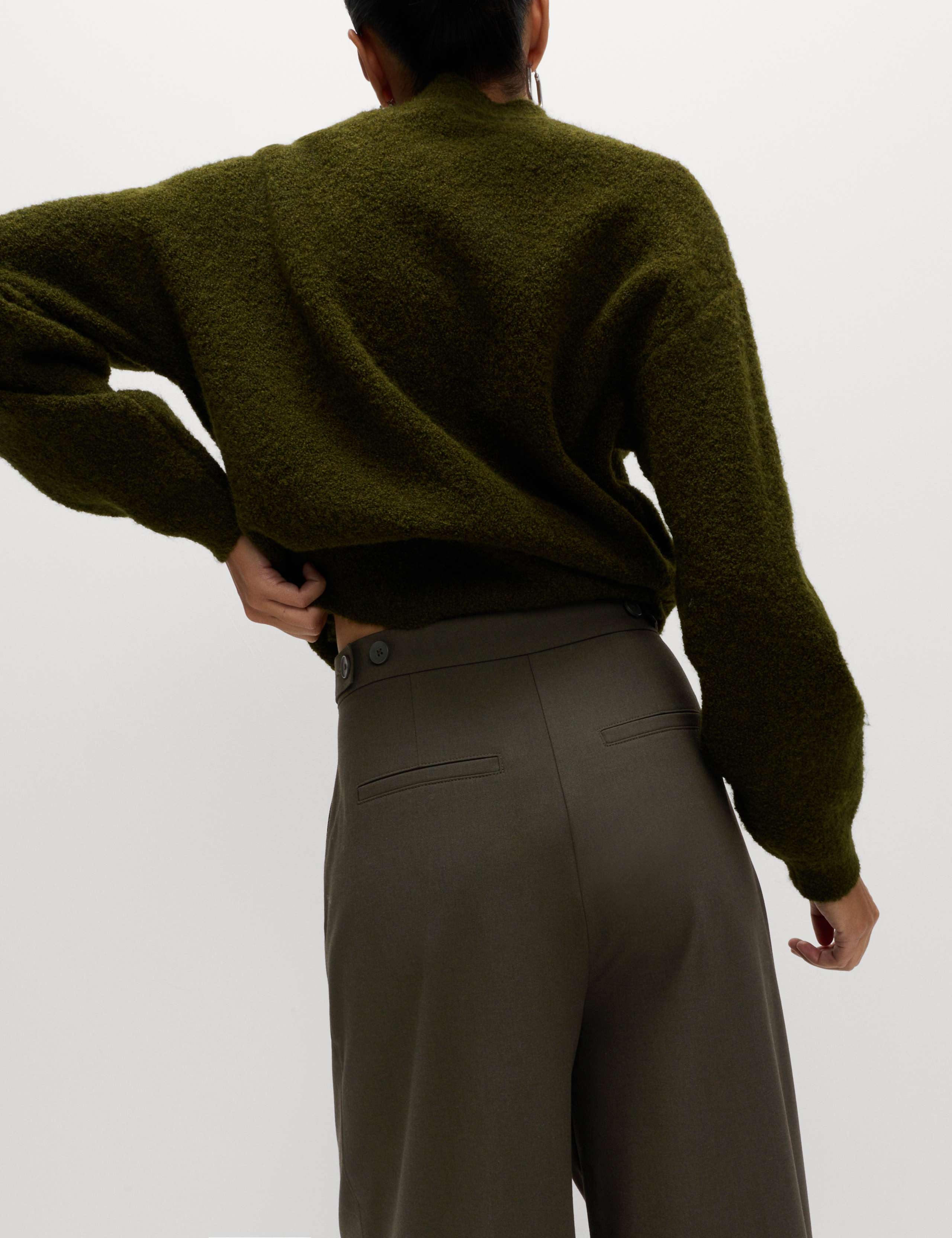 Pleat Front Wide Leg Trousers with Wool 4 of 7
