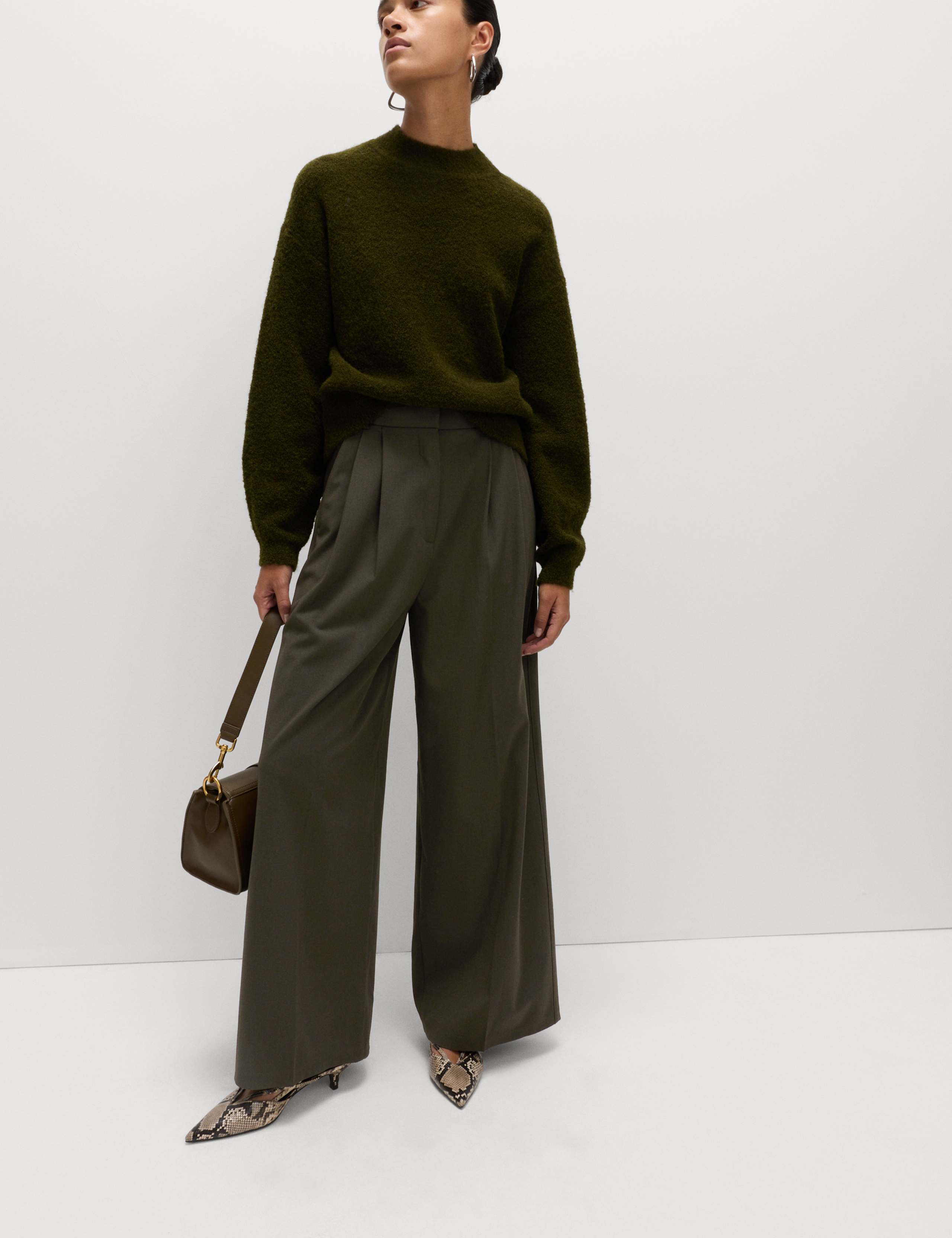 Pleat Front Wide Leg Trousers with Wool 5 of 7