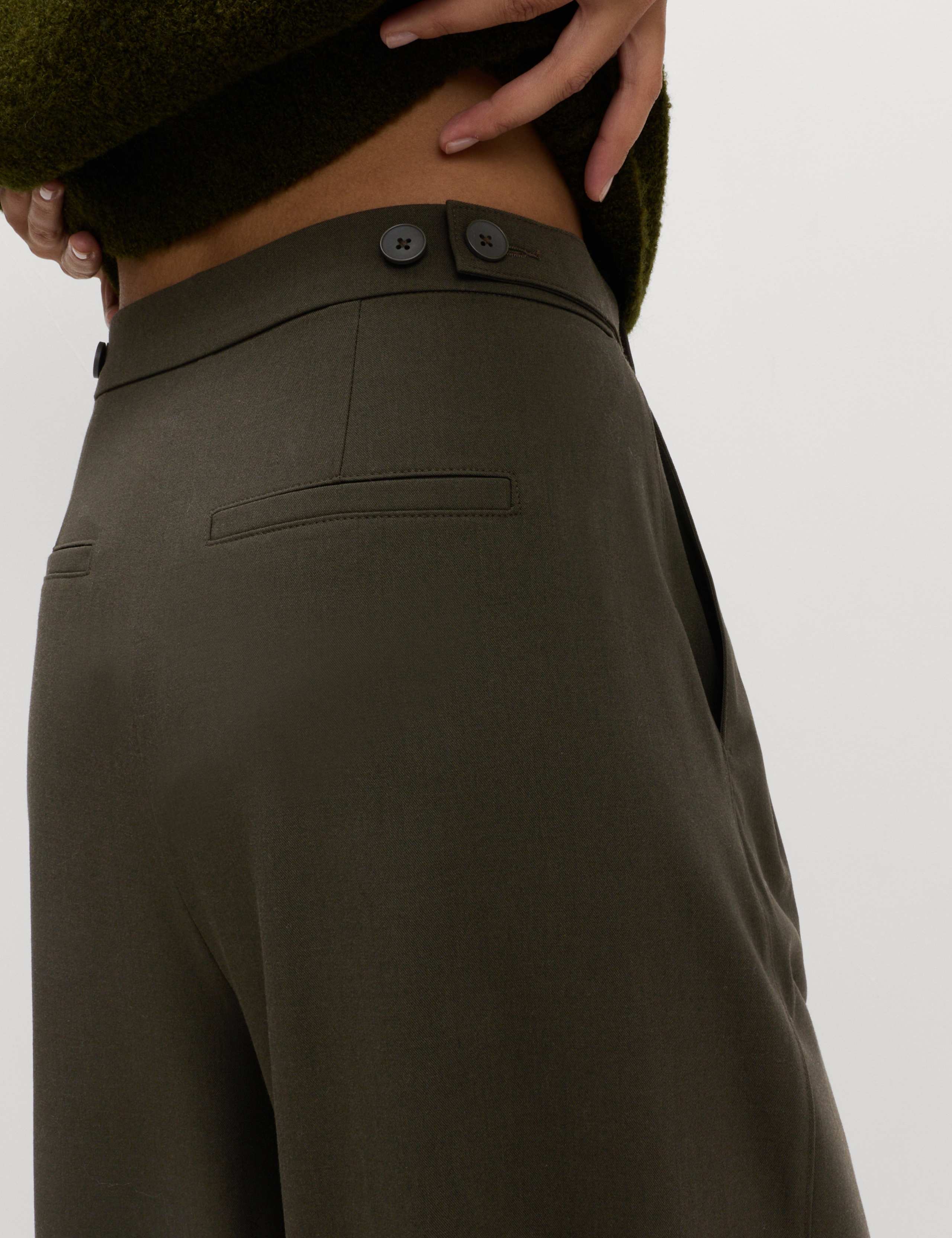 Pleat Front Wide Leg Trousers with Wool 6 of 7