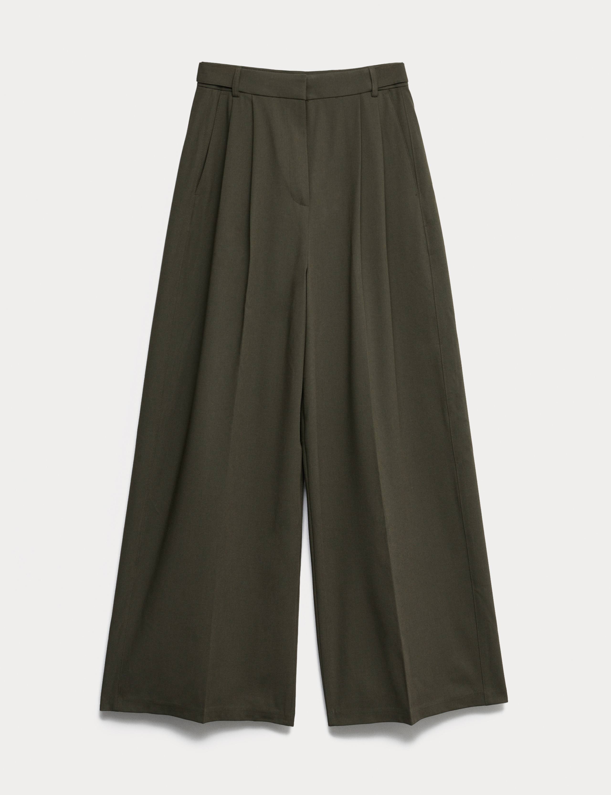 Pleat Front Wide Leg Trousers with Wool 2 of 7