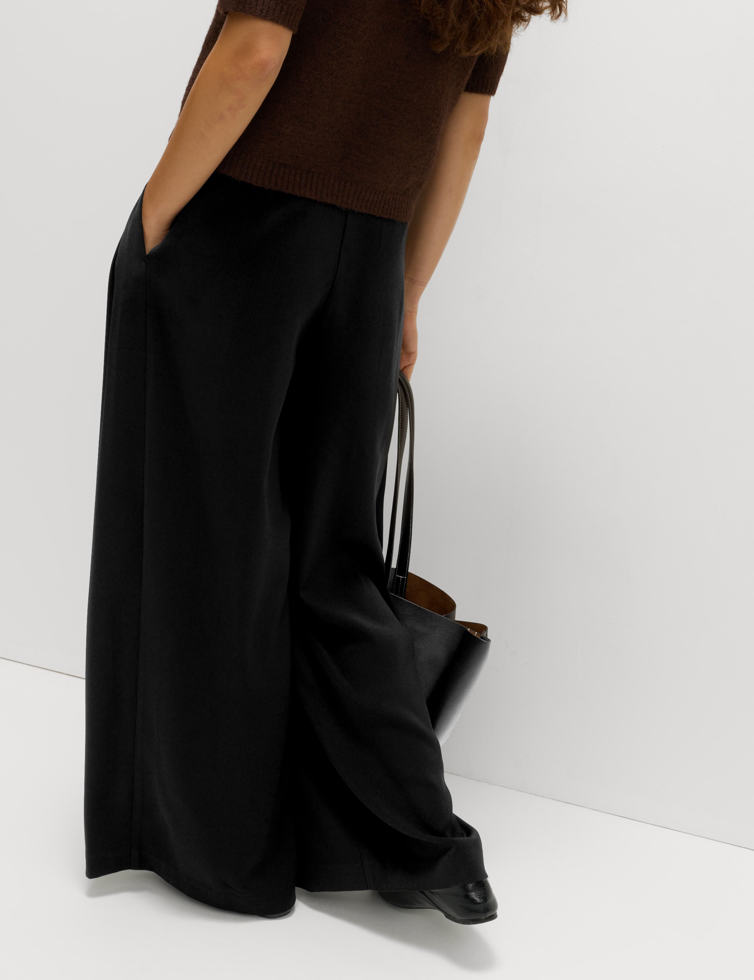Satin Twill Triple Pleat Palazzo Trousers 6 of 6
