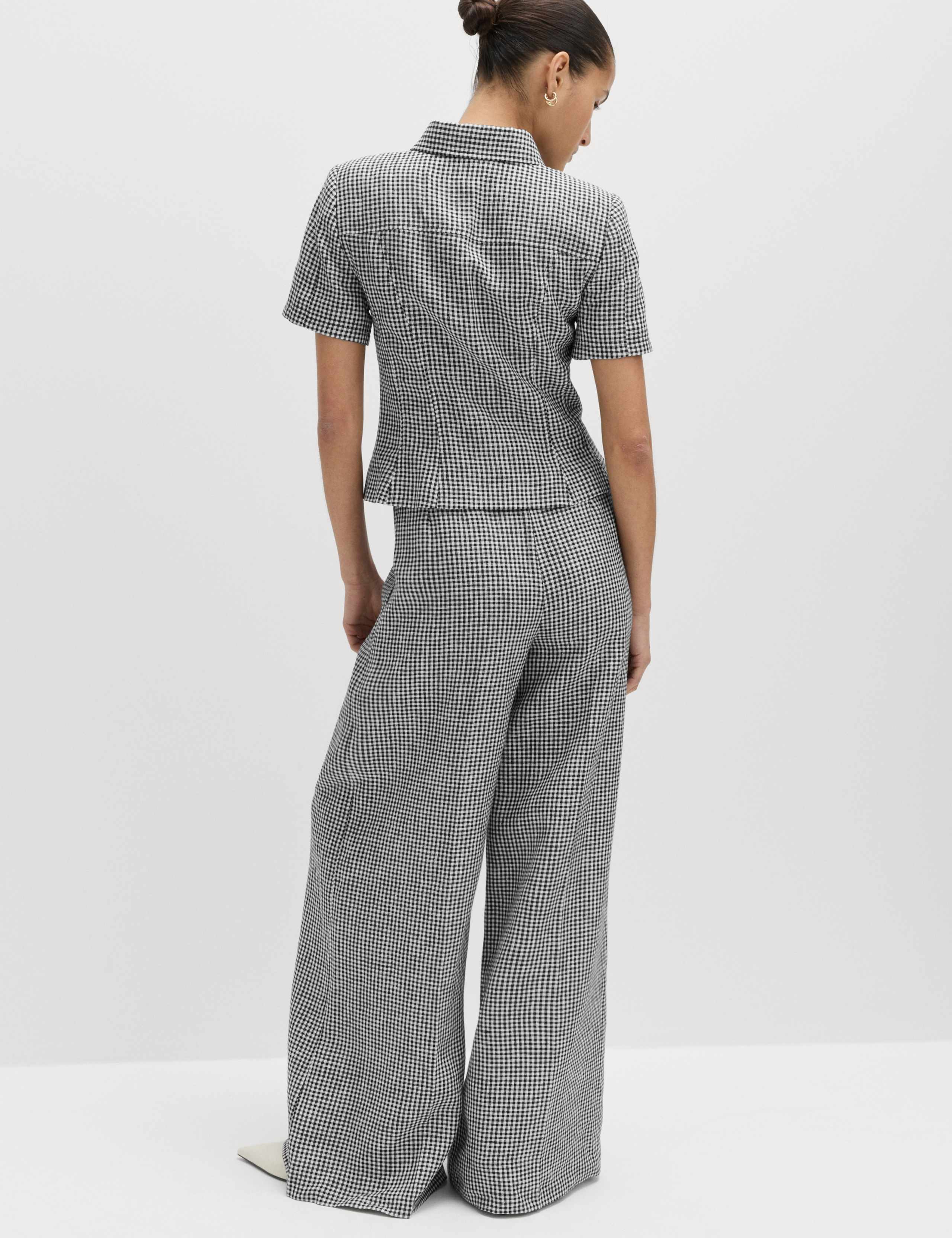 Pure Linen Tailored Checked Collared Jacket 5 of 6