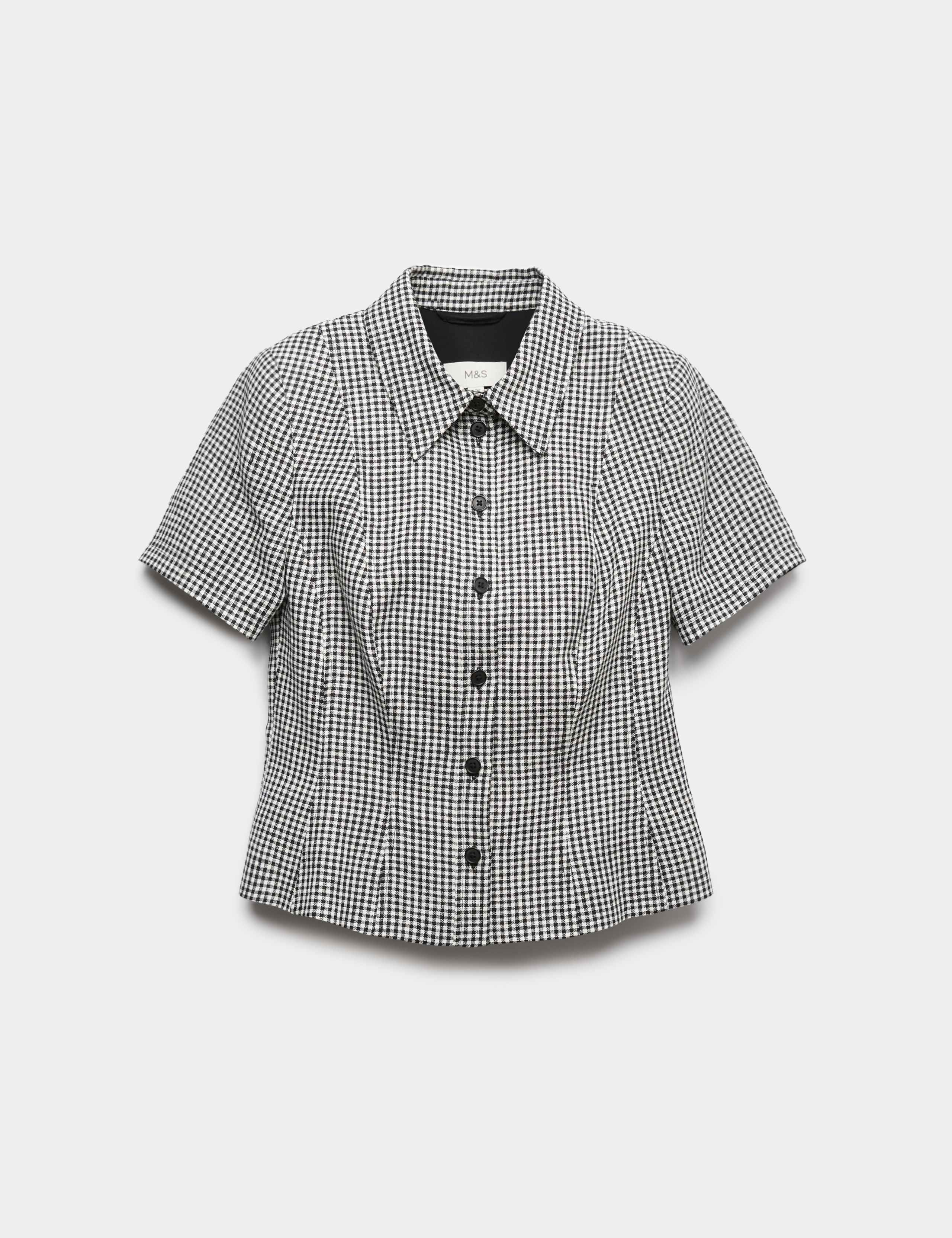 Pure Linen Tailored Checked Collared Jacket 2 of 6