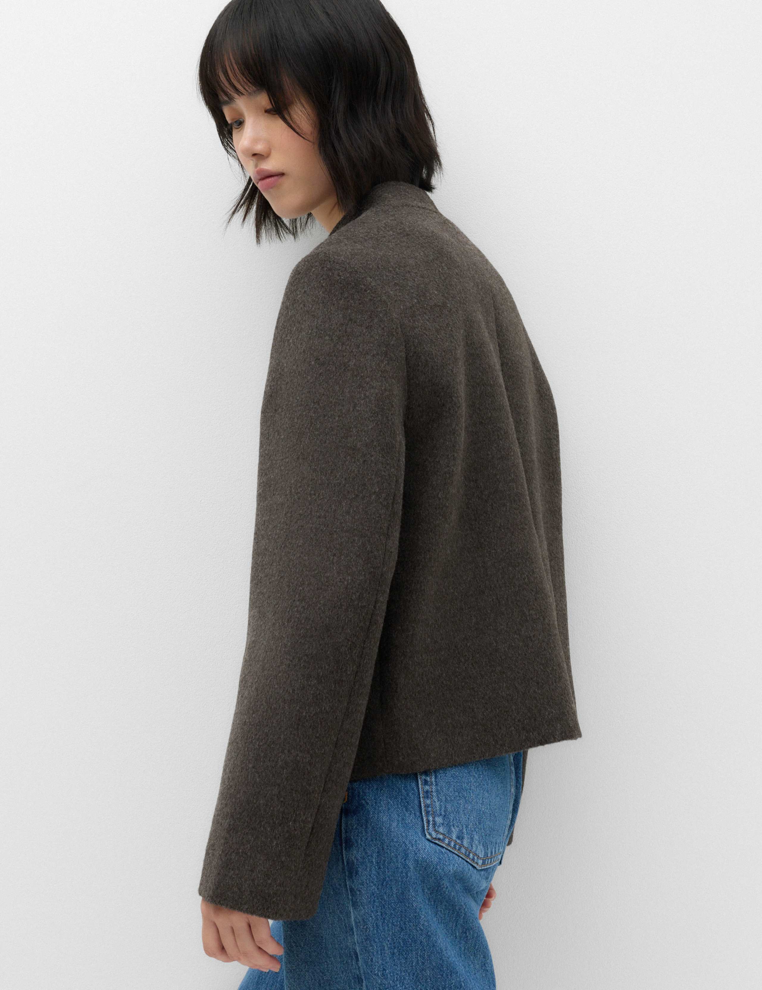Textured Knot Button Detail Short Jacket 4 of 6