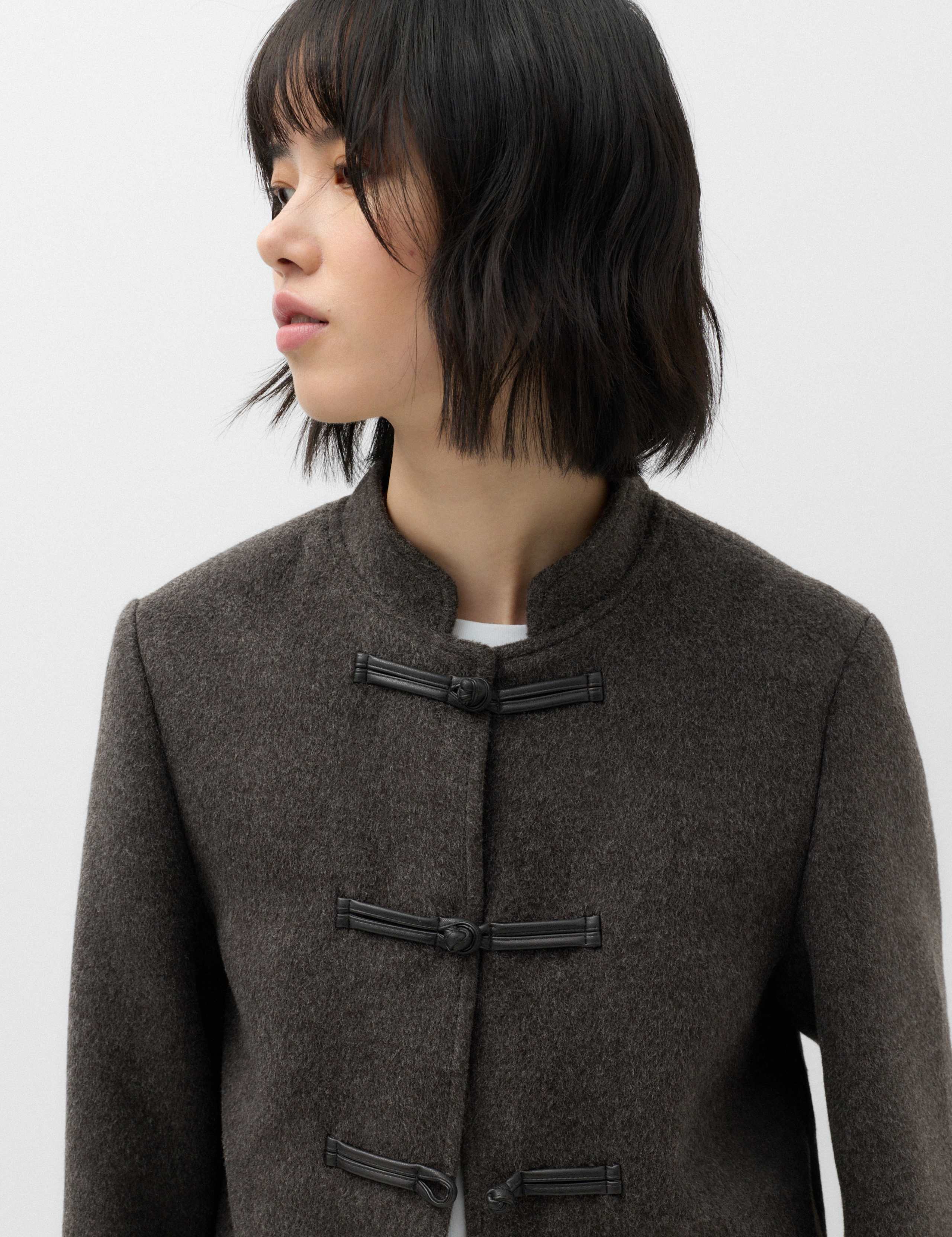 Textured Knot Button Detail Short Jacket 5 of 6