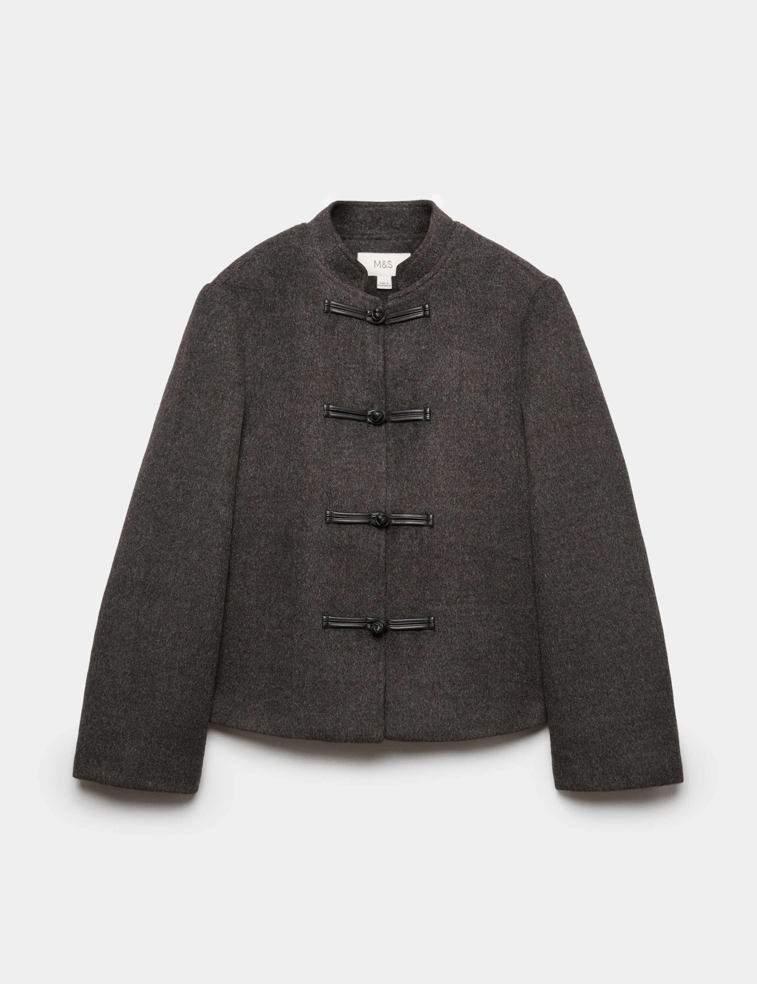 Textured Knot Button Detail Short Jacket 2 of 6