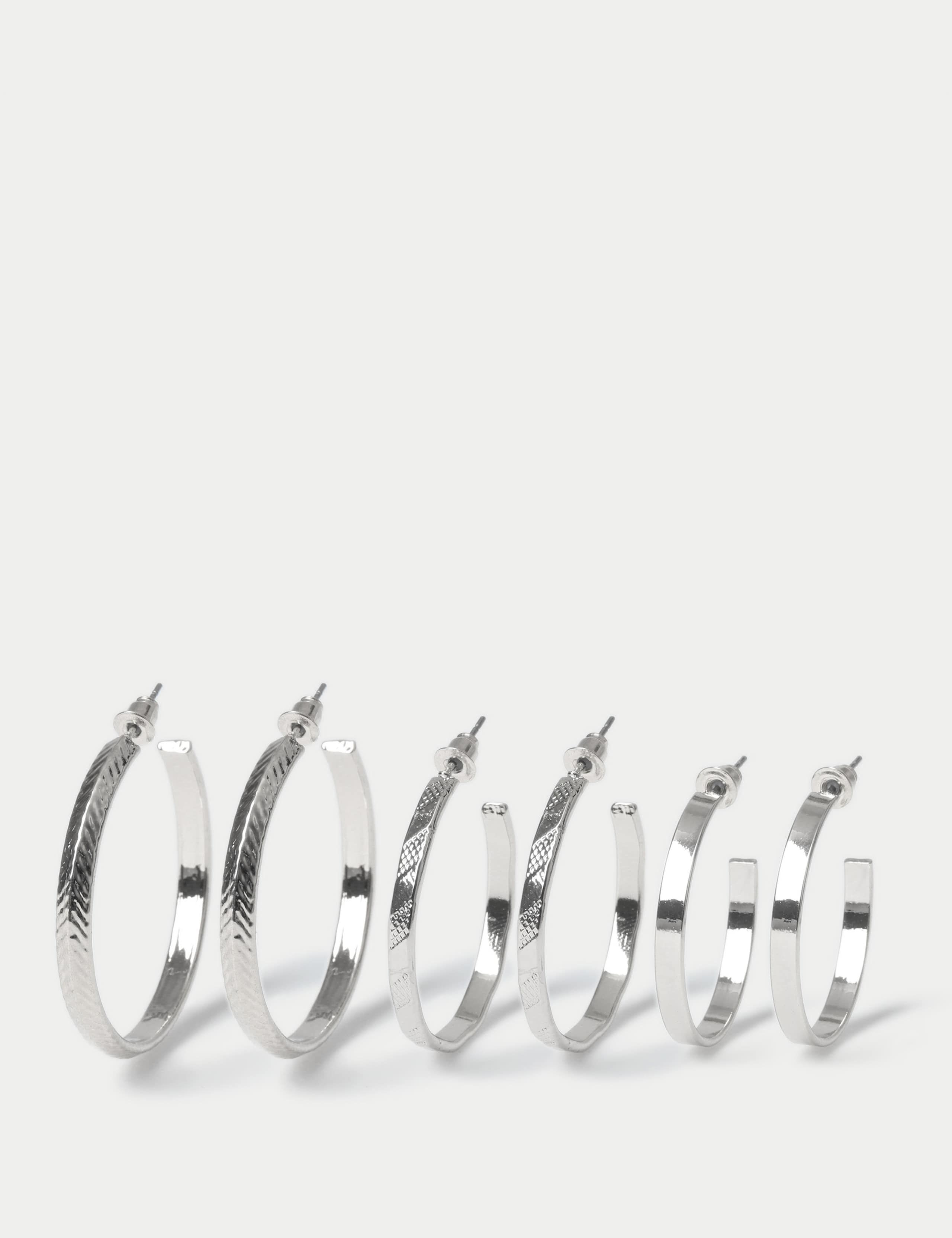3 Pack Silver Hoop 3 of 3