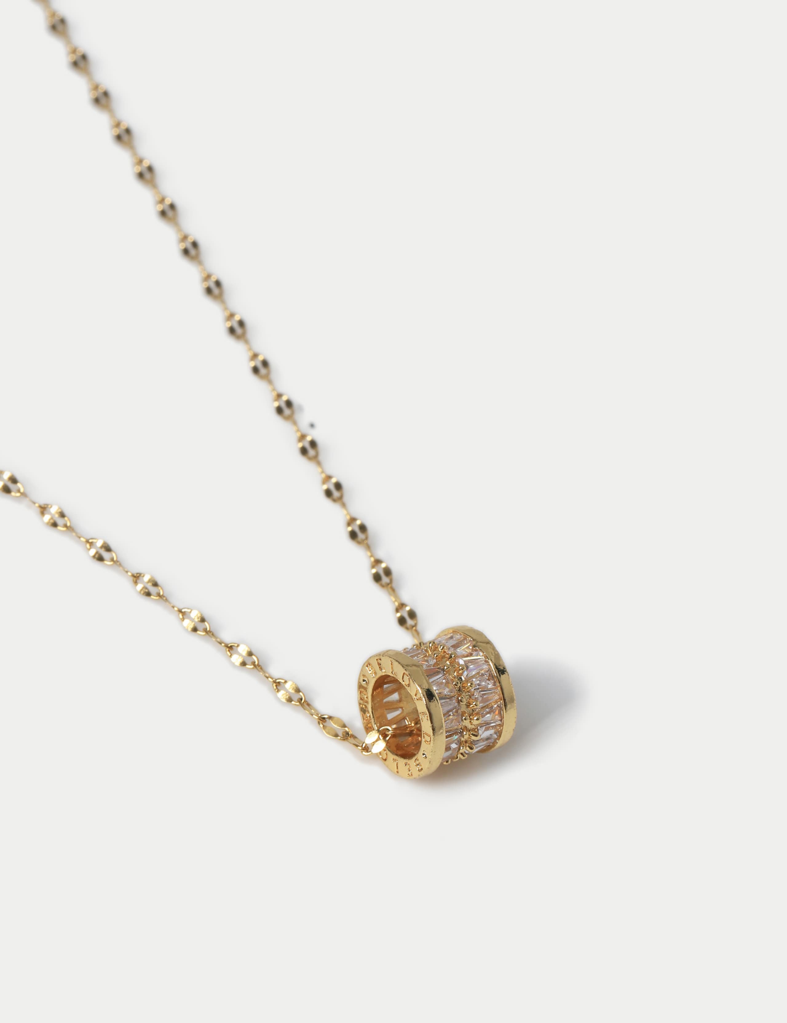 Stainless Steel Cubic Zirconia Cylinder Necklace 2 of 2