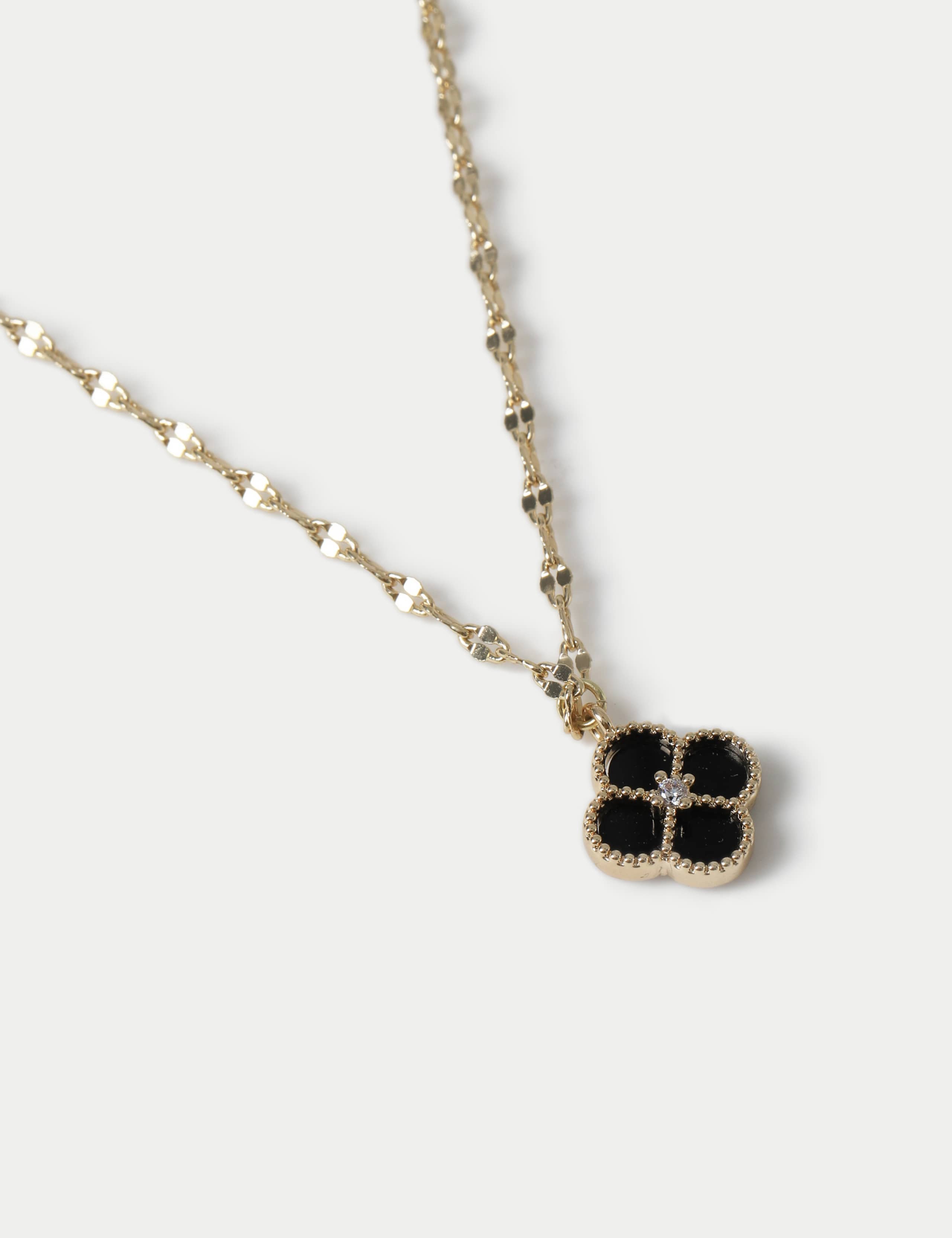 Black Flower Ditsy Necklace 2 of 2