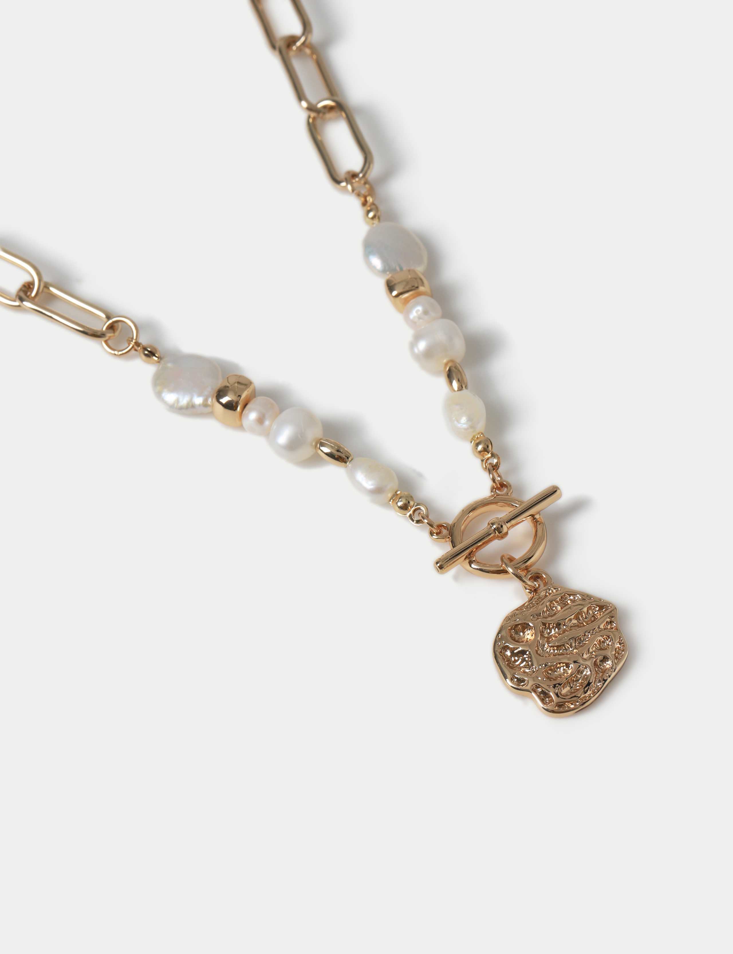 Gold Tone T-Bar Pearl Neckwear 2 of 2