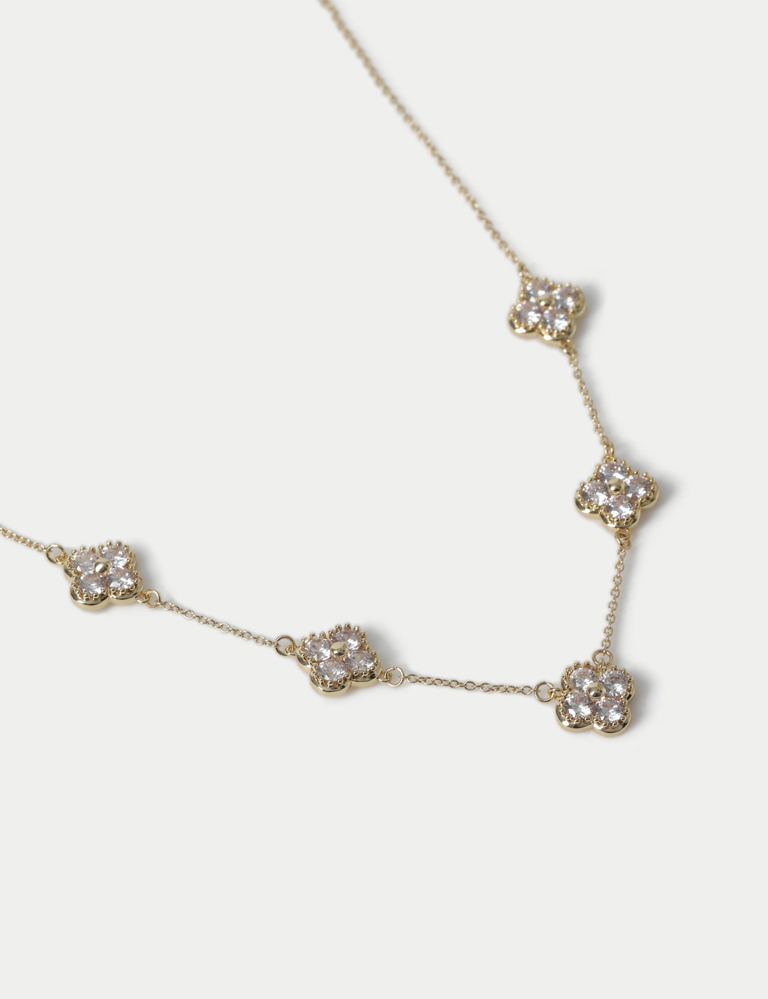 Cubic Zirconia Multi Flower Necklace 2 of 2