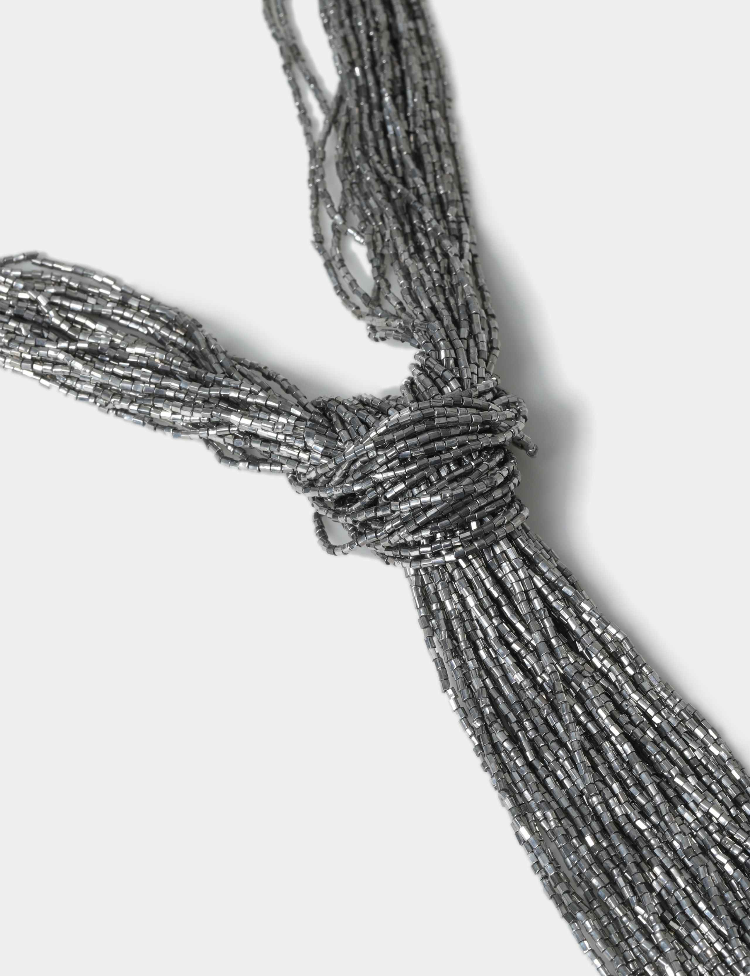 Silver Tone Beaded Longline Necklace 2 of 3