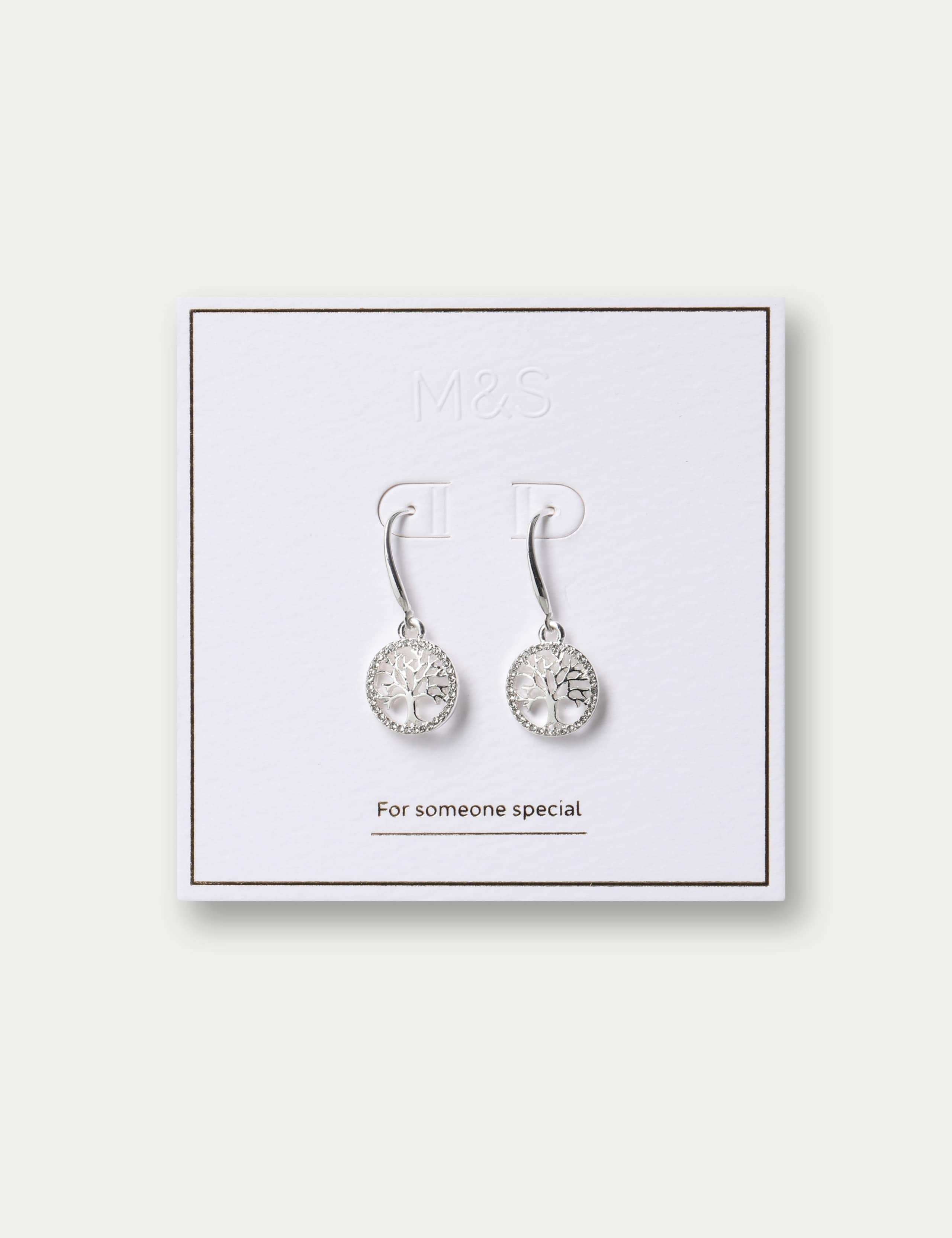 Silver Tone Tree Pattern Earrings 2 of 3