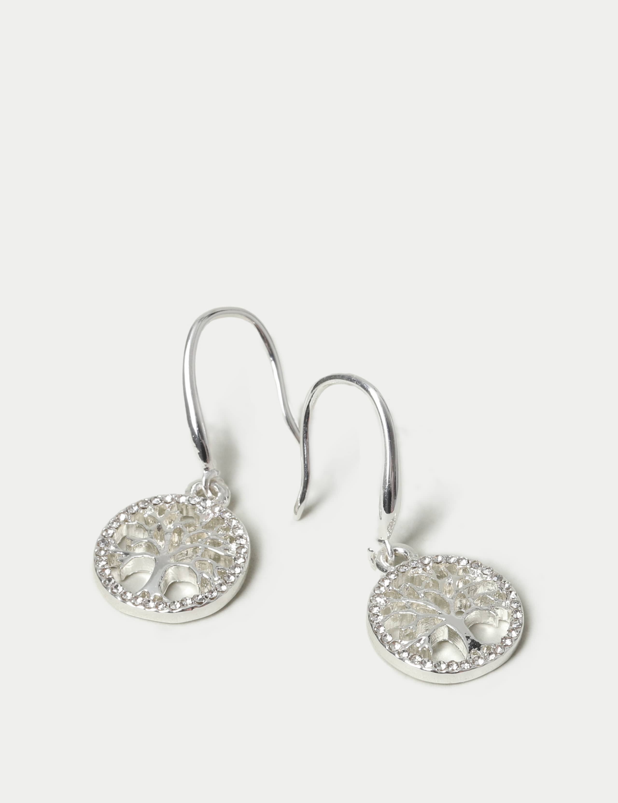 Silver Tone Tree Pattern Earrings 3 of 3