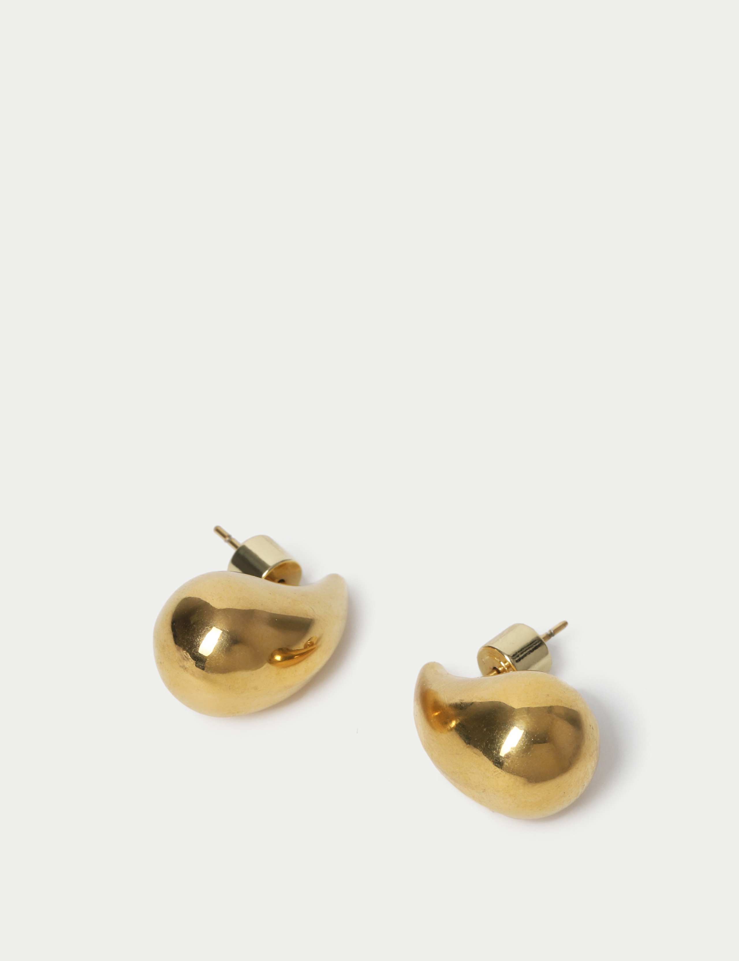 Waterproof Stainless Steel Gold Plated Large Dome Drop Earrings 2 of 2