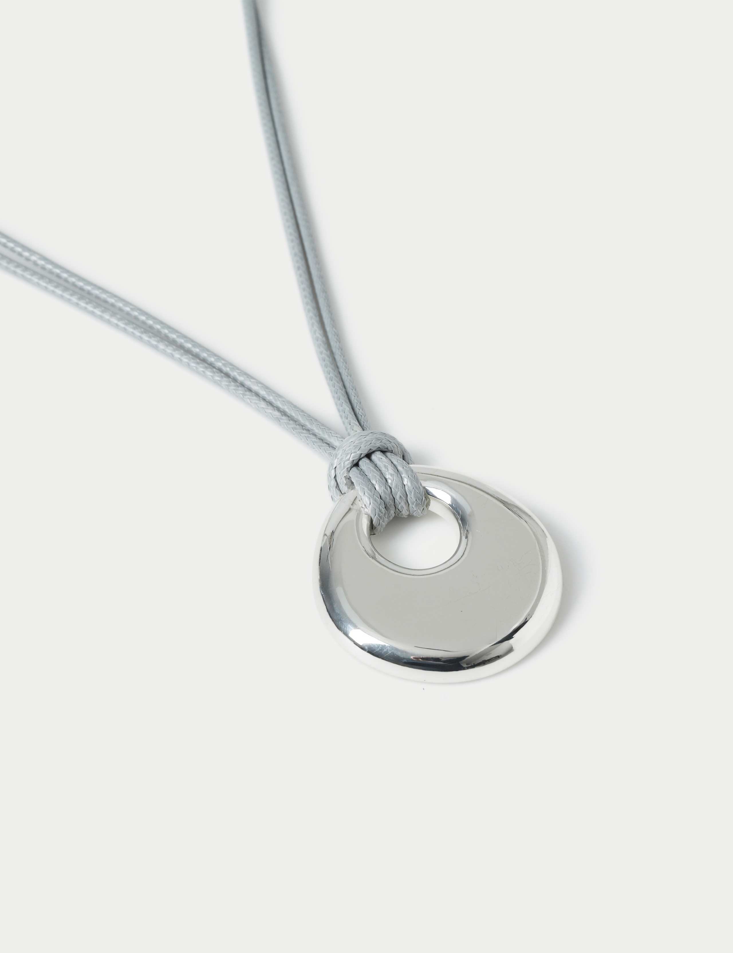 Silver Tone and Grey Rope Pendant 2 of 2