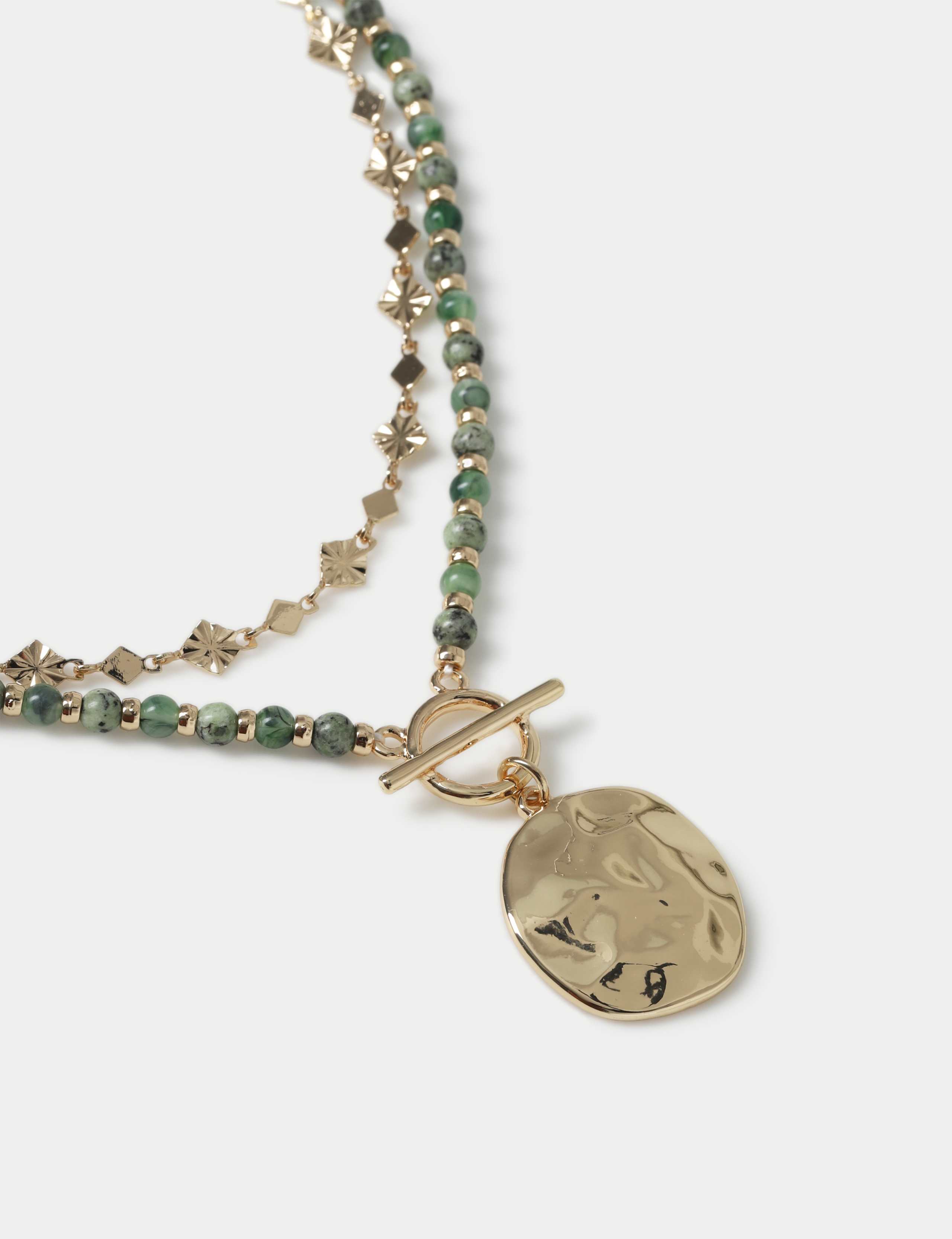 Pendant Drop and Stone Multi Row Necklace 2 of 2