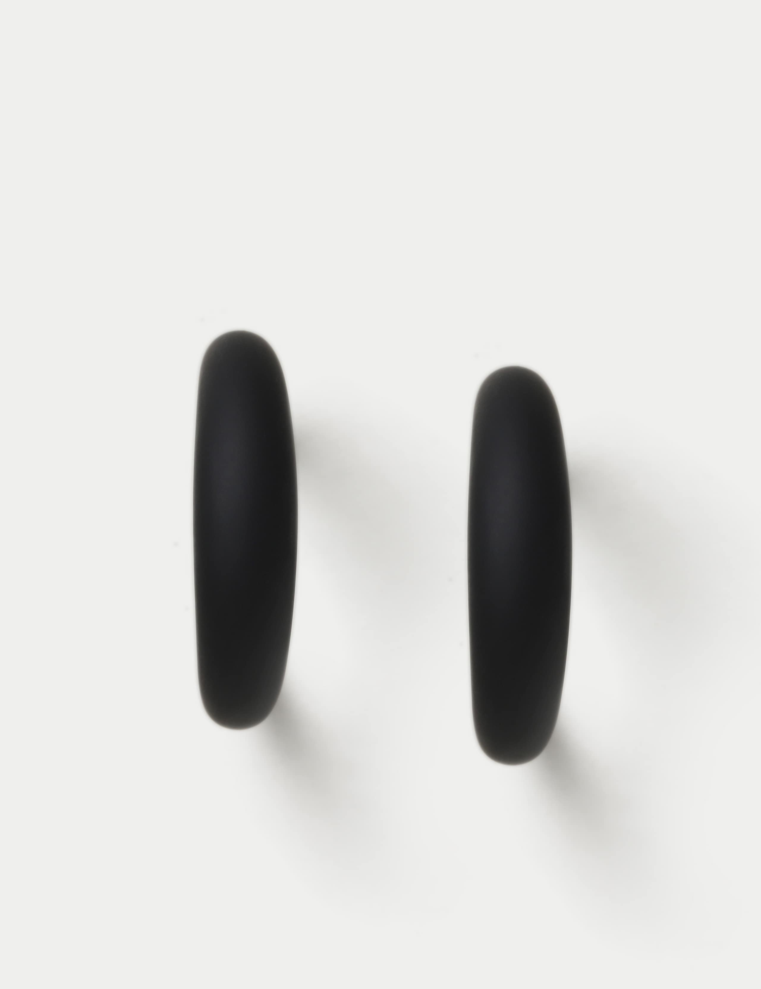 Black Matte Hoop Earrings 2 of 3