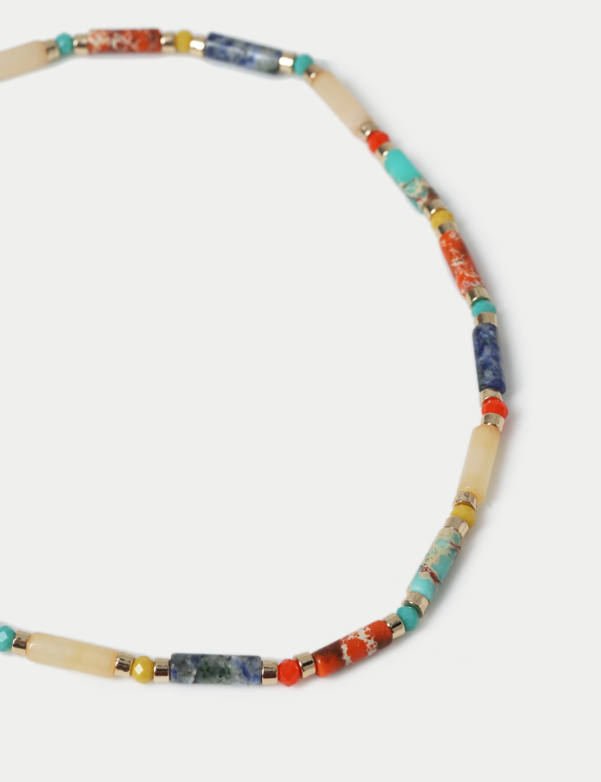 Multi Colour Natural Stone Beaded Detail Necklace 2 of 2