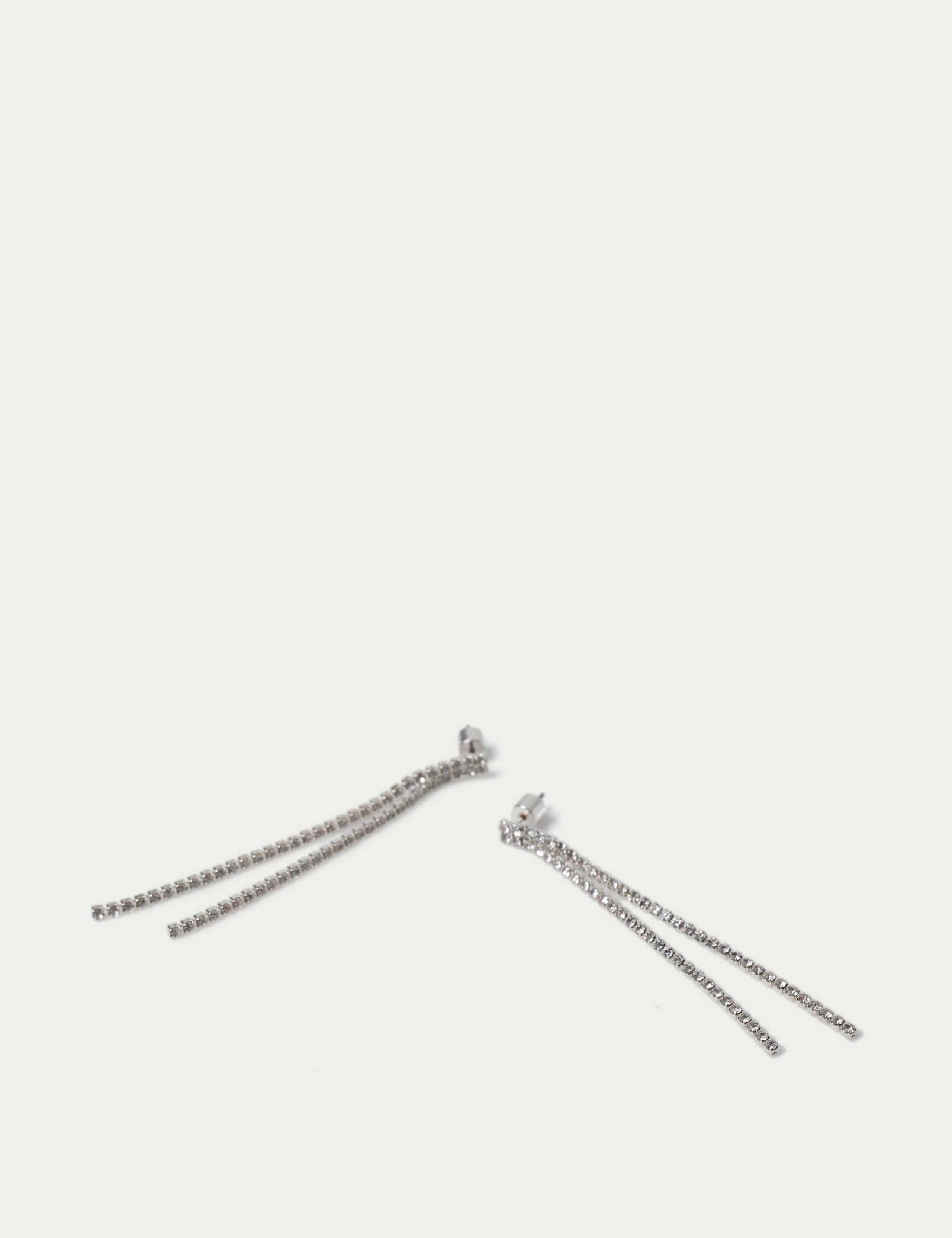 Silver Tone Cup Chain Duster Earrings 2 of 2
