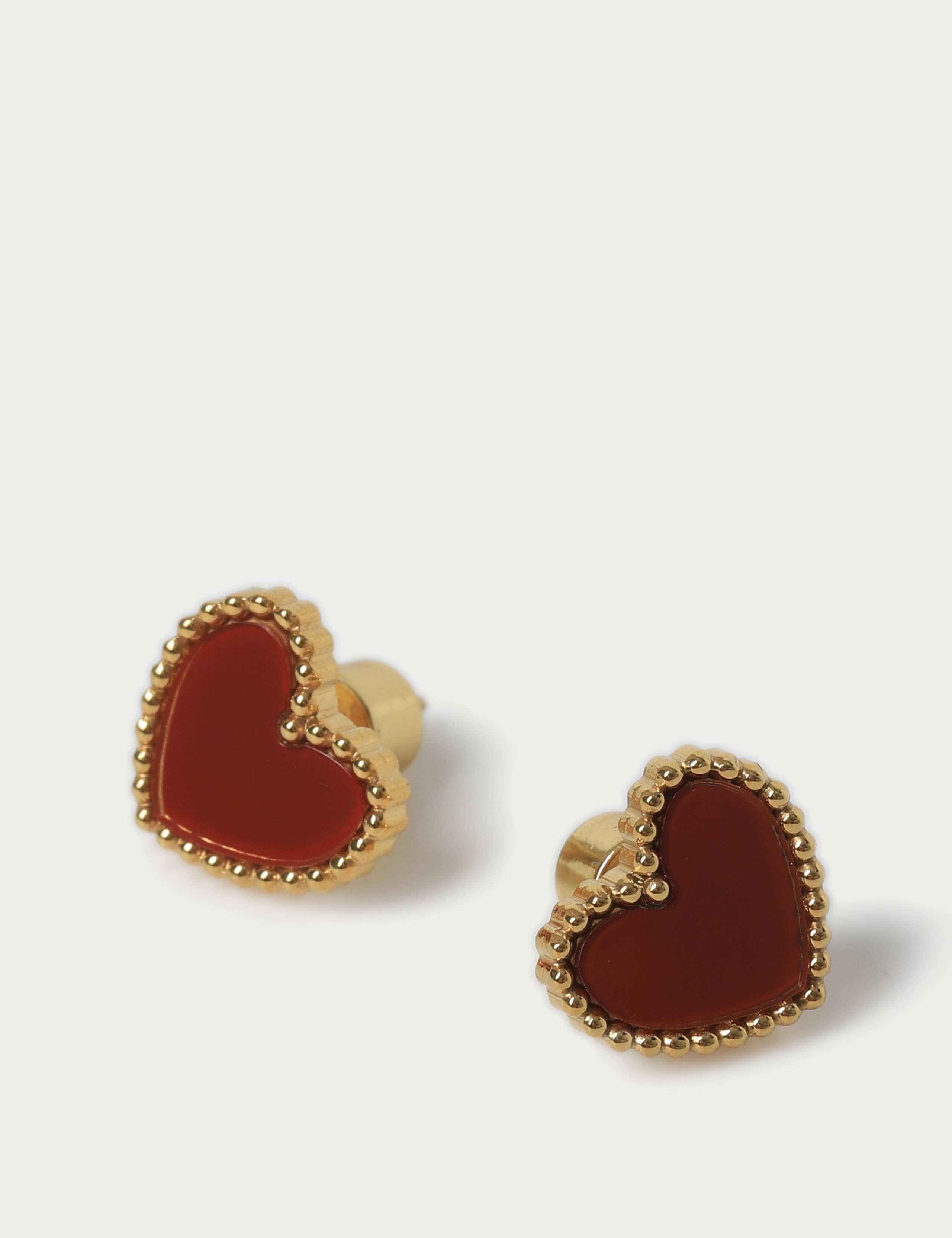 Waterproof Stainless St-shirtl Burgundy Stud Heart Earring 2 of 2