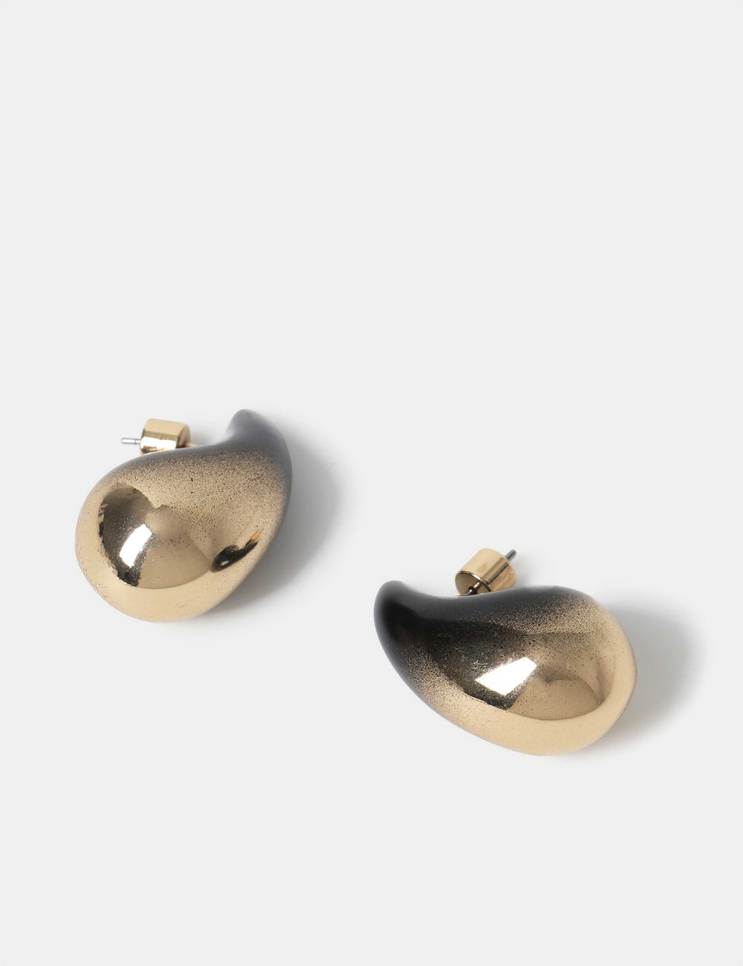 Ombre Black and Gold Tone Tear Drop Earrings 2 of 3