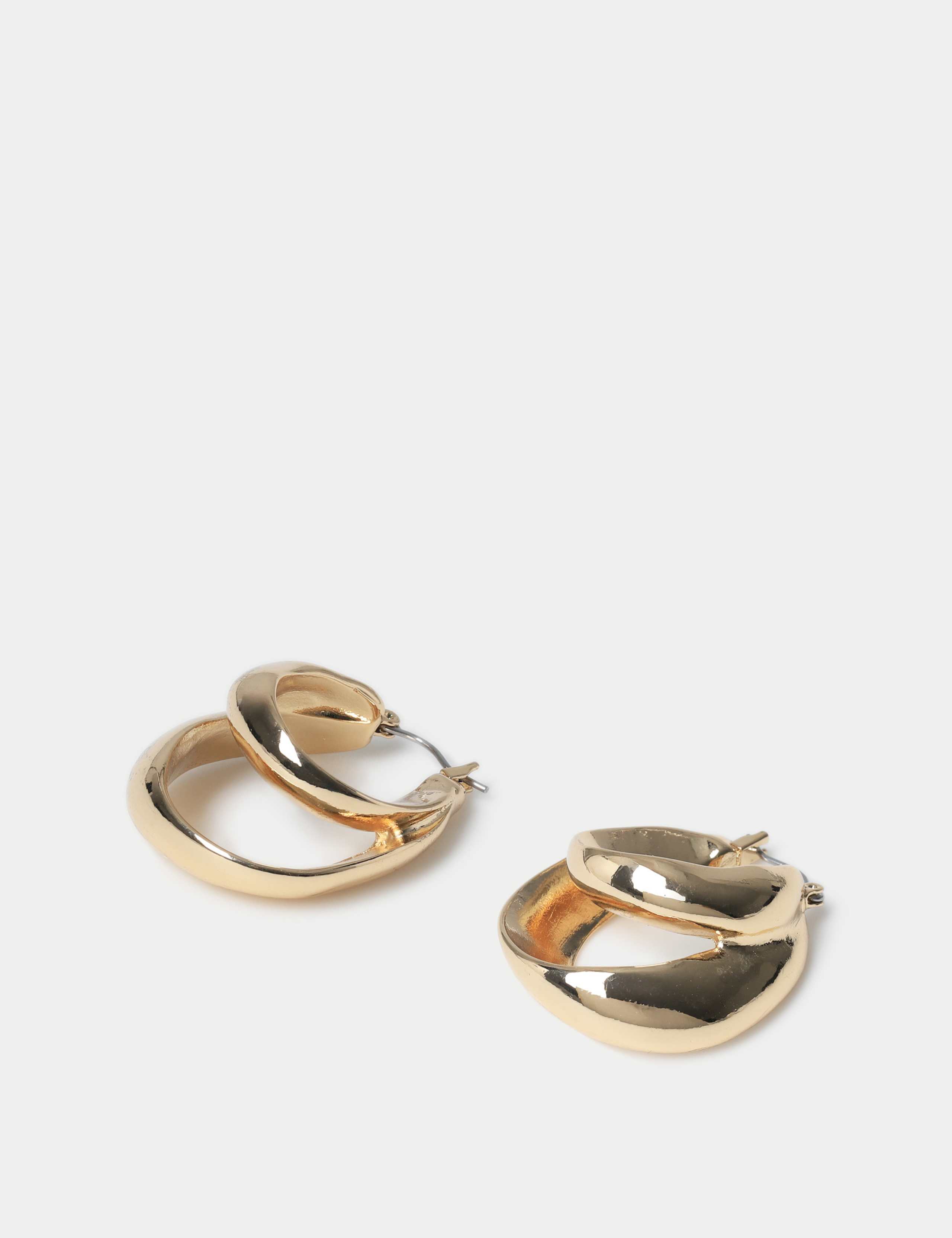 Gold Tone Double Row Hoop Earring 2 of 2