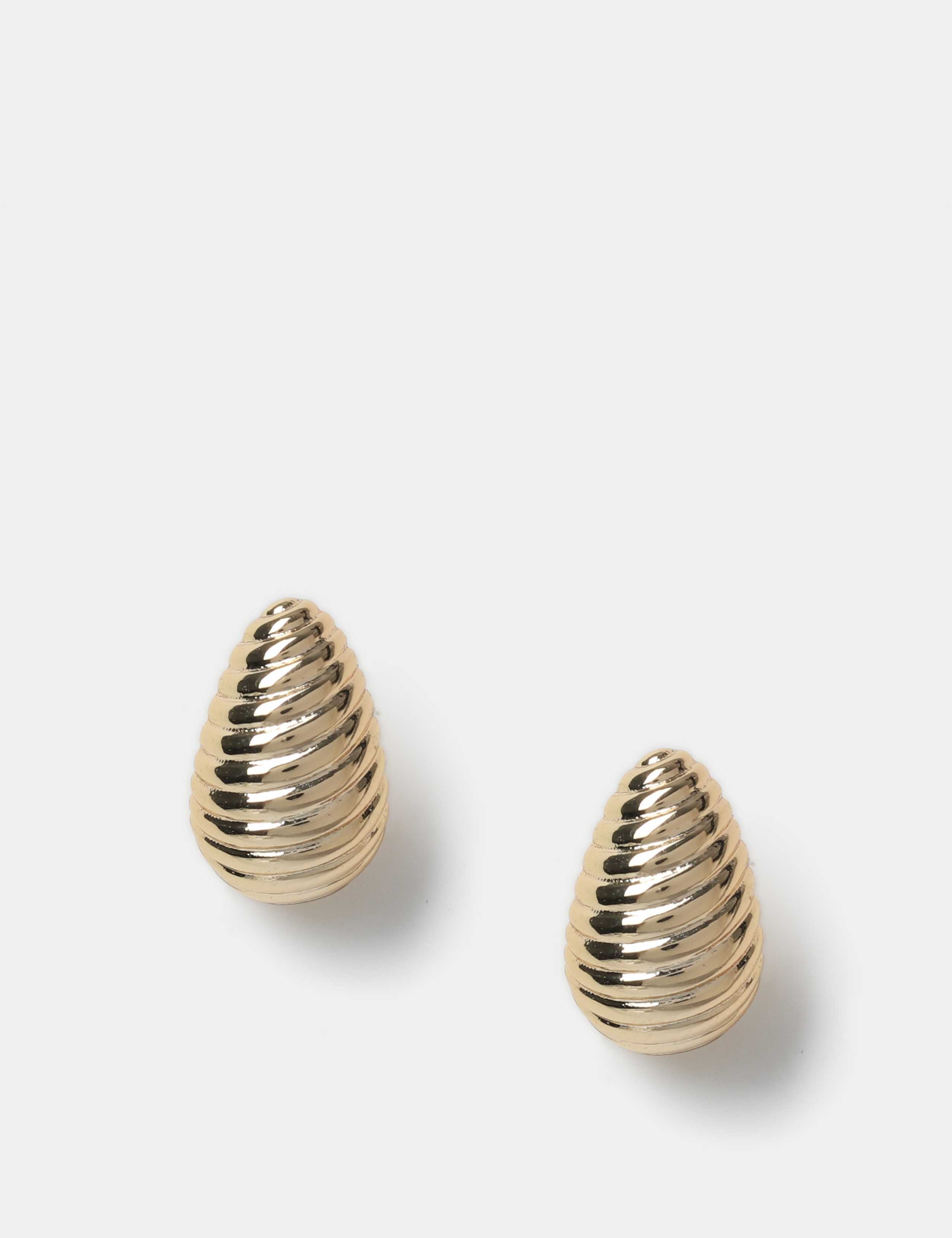 14ct Gold Plated Textured Dome Hoop Earring 1 of 2